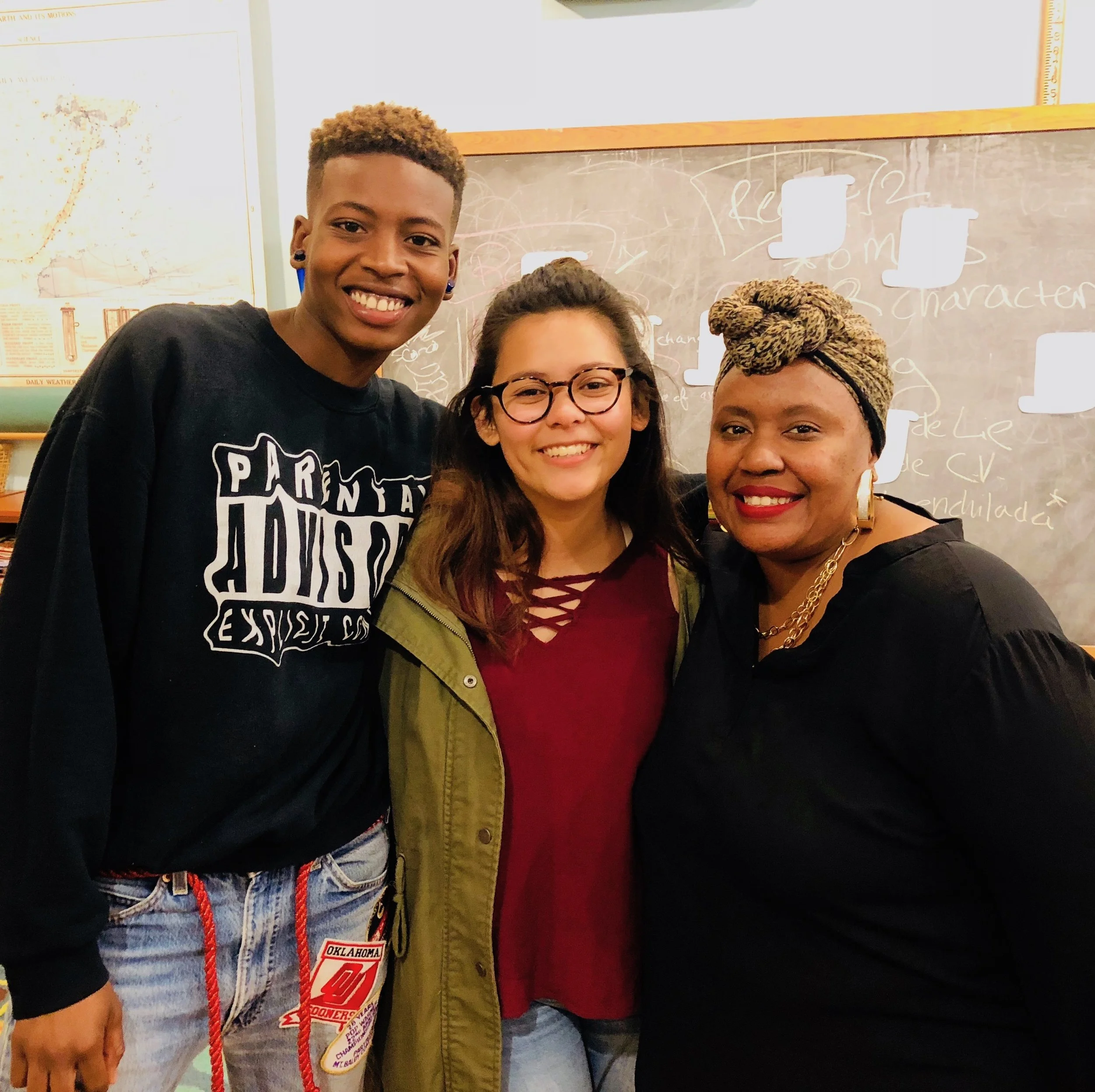 Two of the participating girls, Azaria Carter and Daphne Constantinides, with Program Coordinator Desirae Hosley. (You may recognize Azaria and Daphne as two of the International Congress of Youth Voices delegates!)