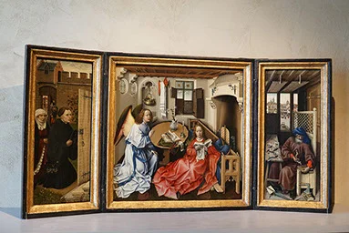 Annunciation Triptych (Merode Altarpiece), Workshop of Robert Campin, oil on oak, South Netherlandish, ca. 1427-32