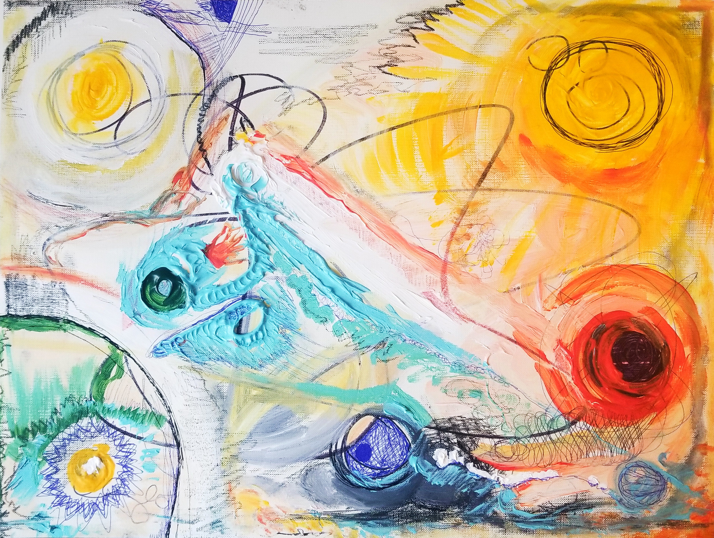 Insomnia I, 2018, acrylic, pen, pencil