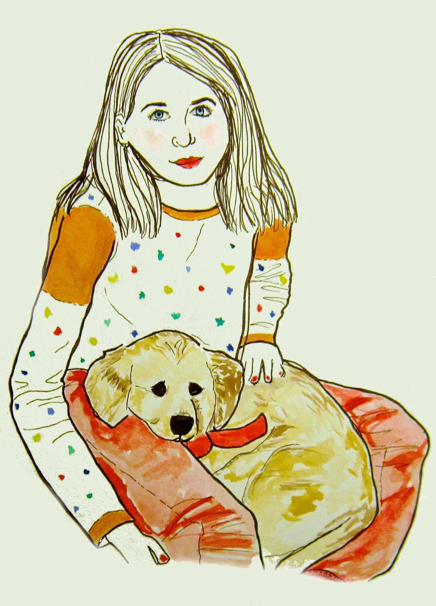 Me and Holly, 2013, watercolor, pen
