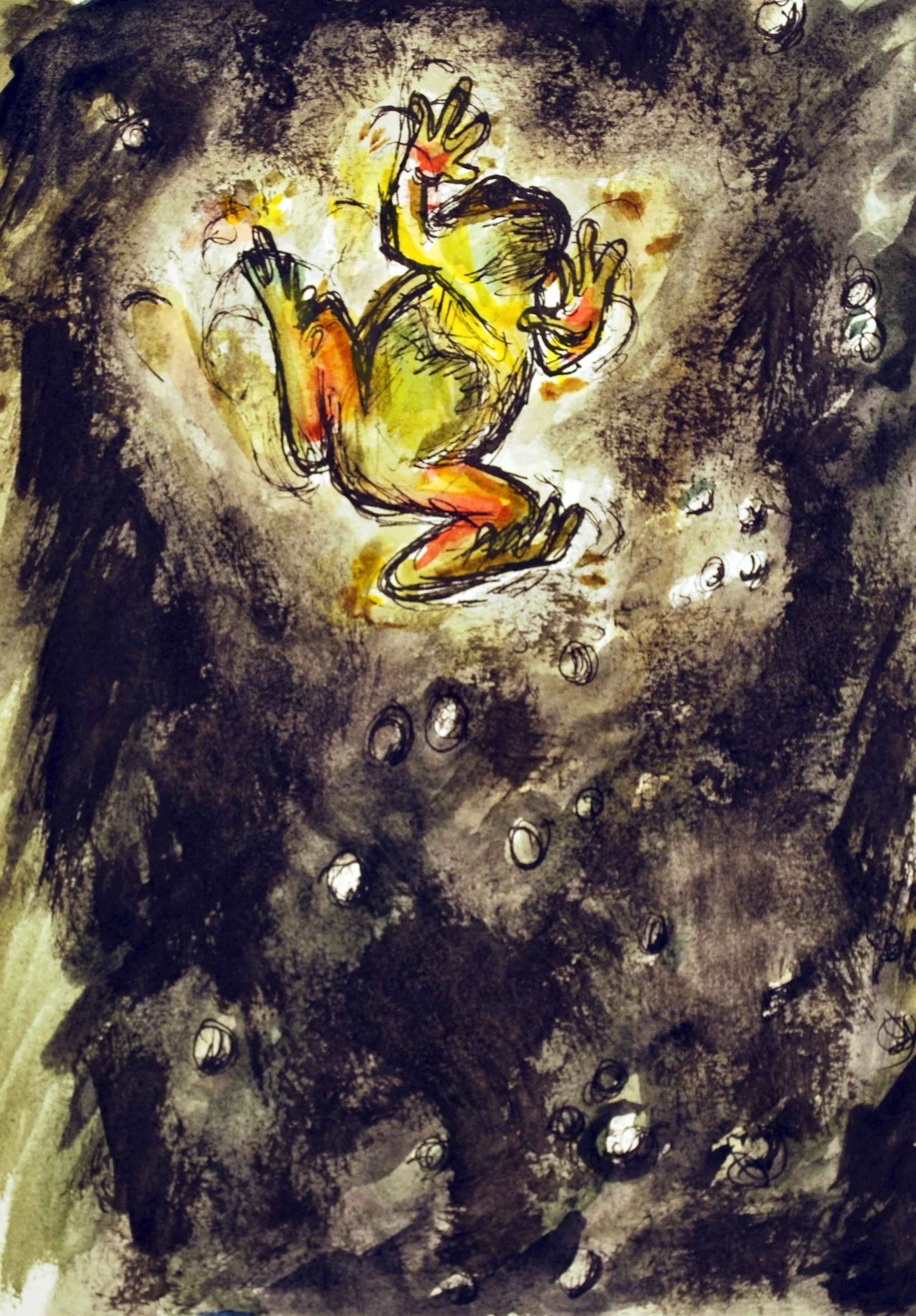 Frog on Window, ~2009, watercolor, pen