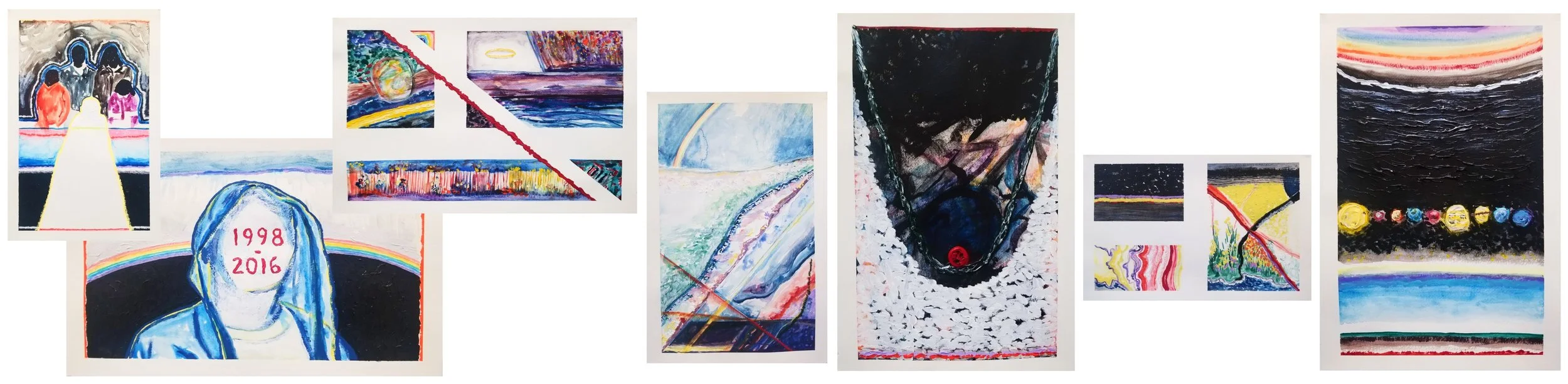 Nick 3, 2019, 12” x 18” each, watercolor, acrylic