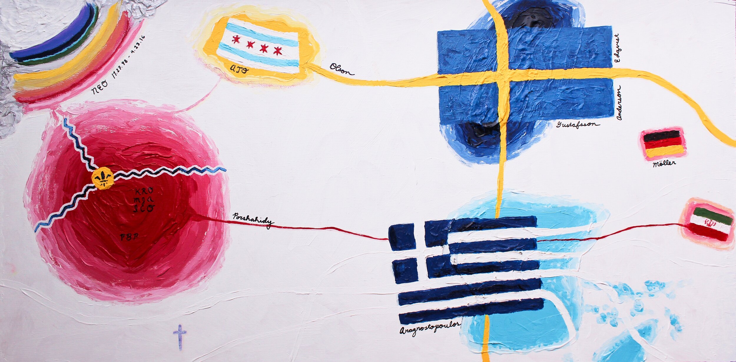 Family, 2019, 12” x 24”, acrylic and pen on wood