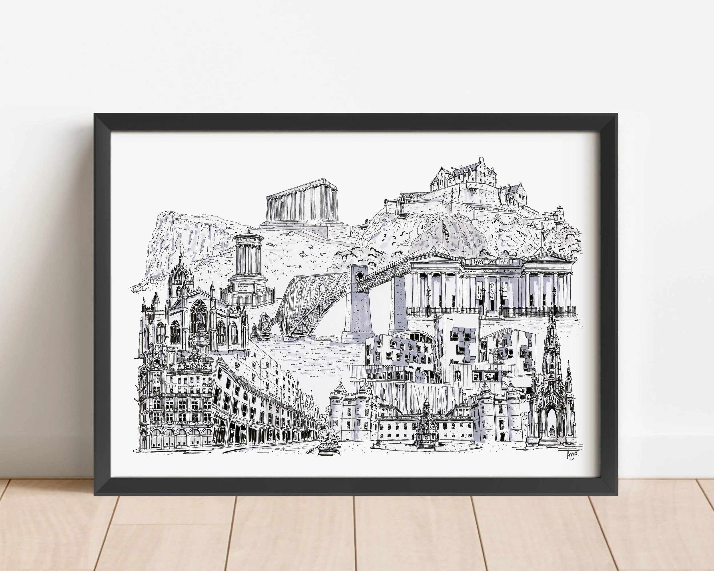 Edinburgh collage b&W Black frame.jpg