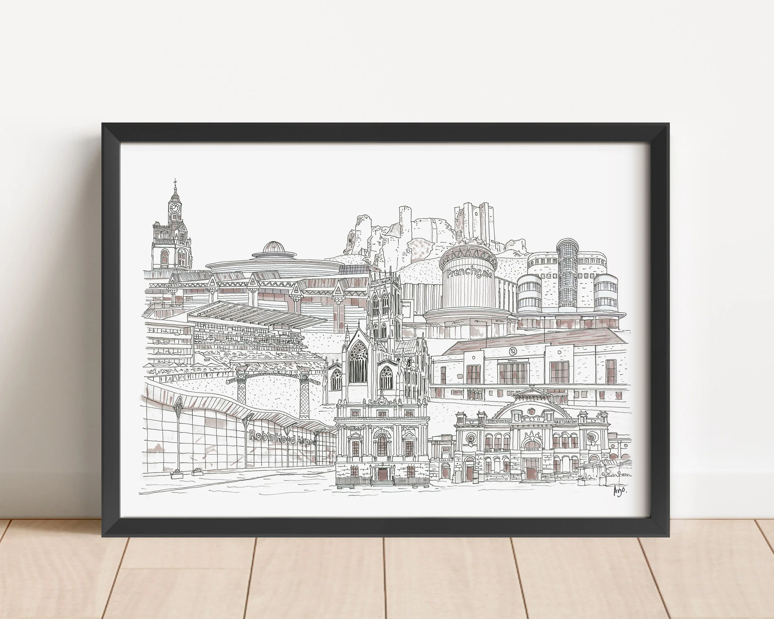 Doncaster collage B&W Black frame.jpg