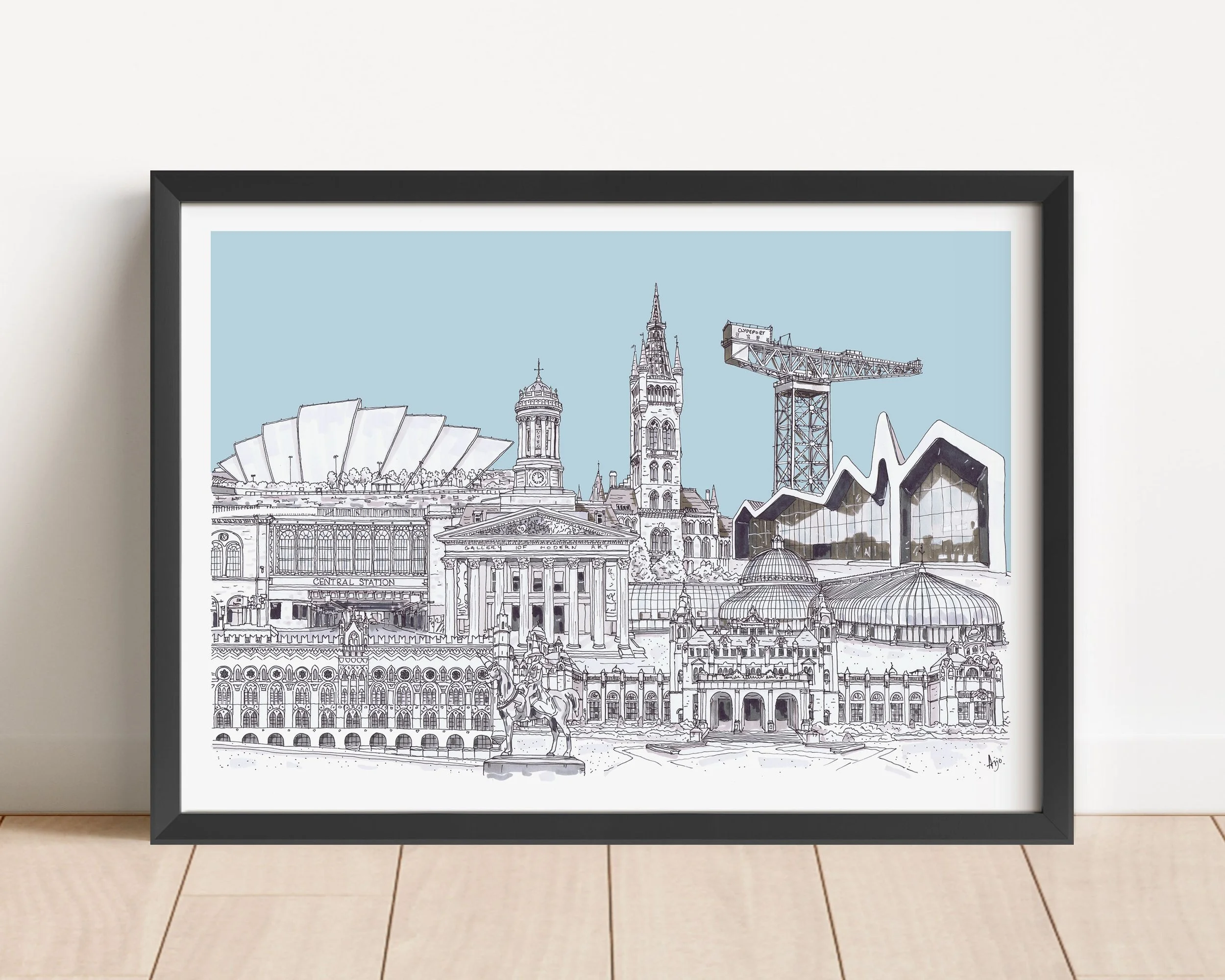 Glasgow Collage Blue in frame .jpg