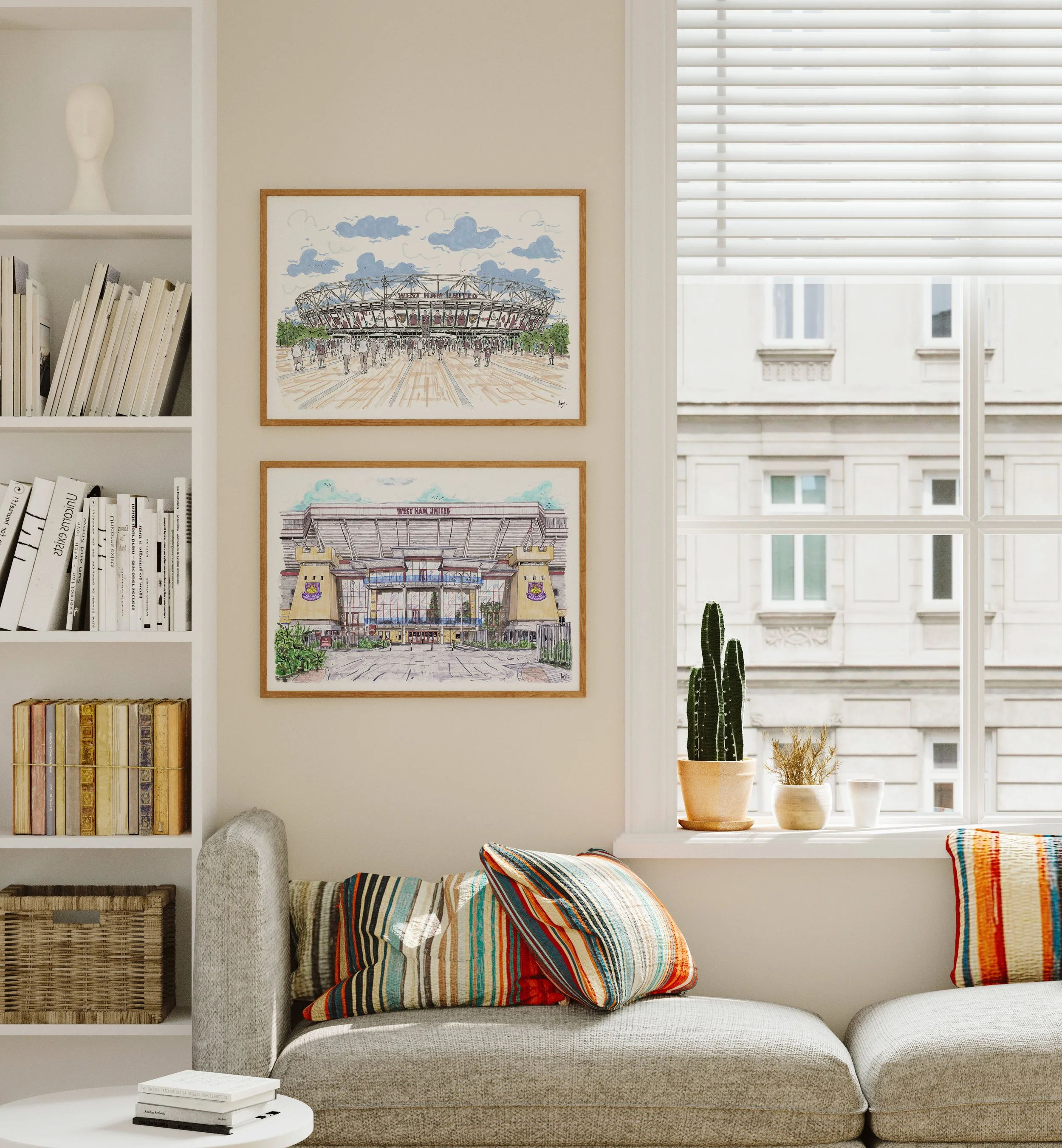 Set of 2 London stadium and Upton park in room setting.jpg