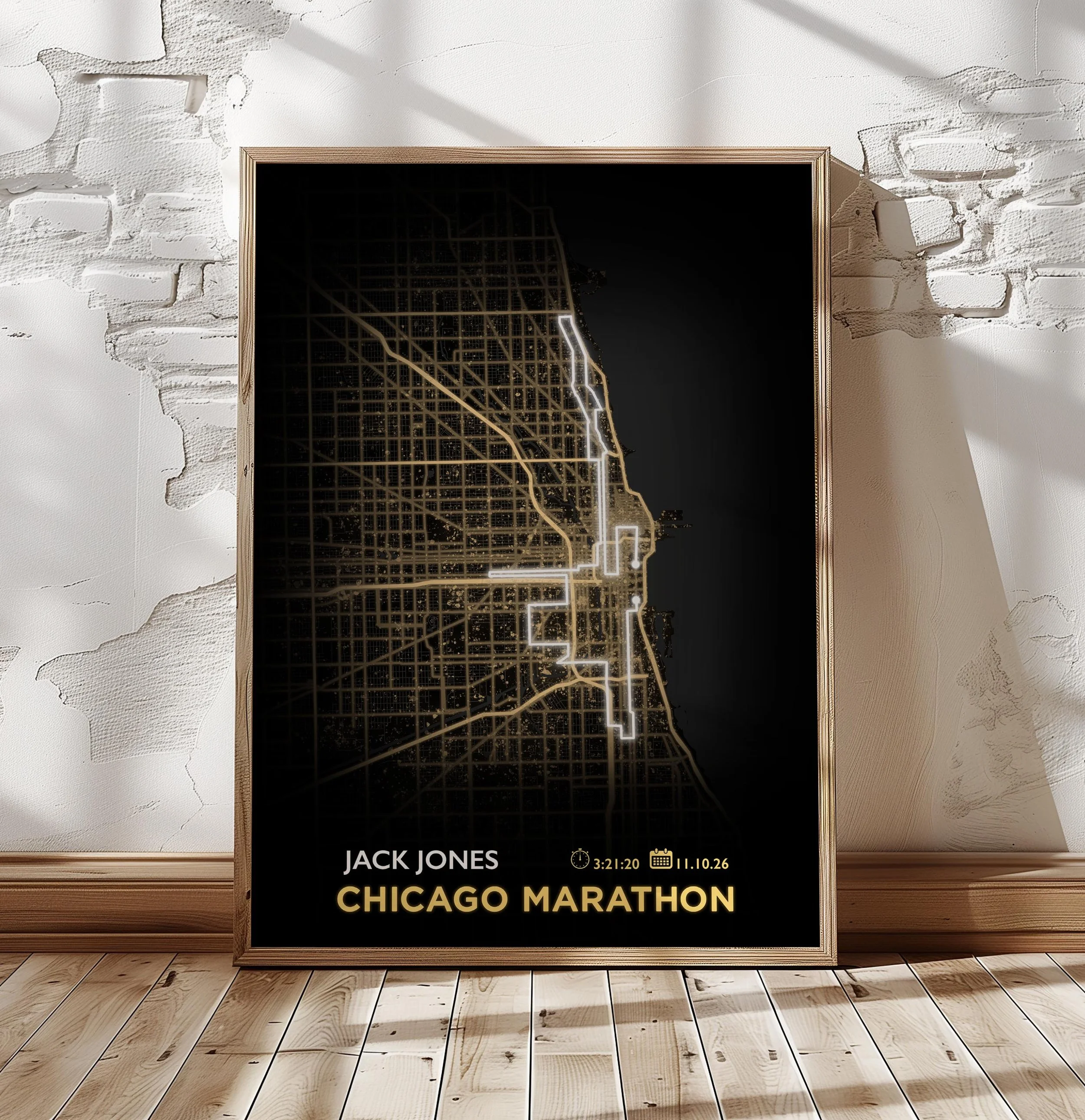 Chicago Marathon Personalised Route Map Print — Runner Gift
