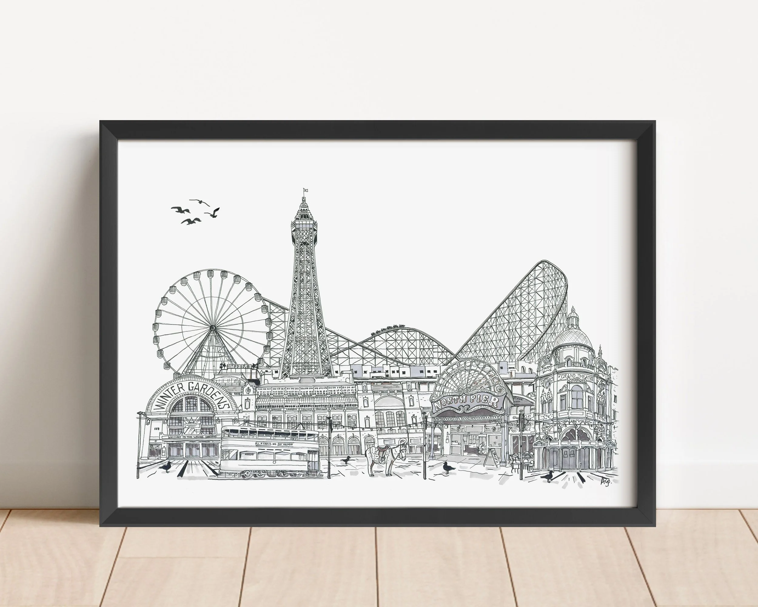 Blackpool collage b&W Black frame.jpg