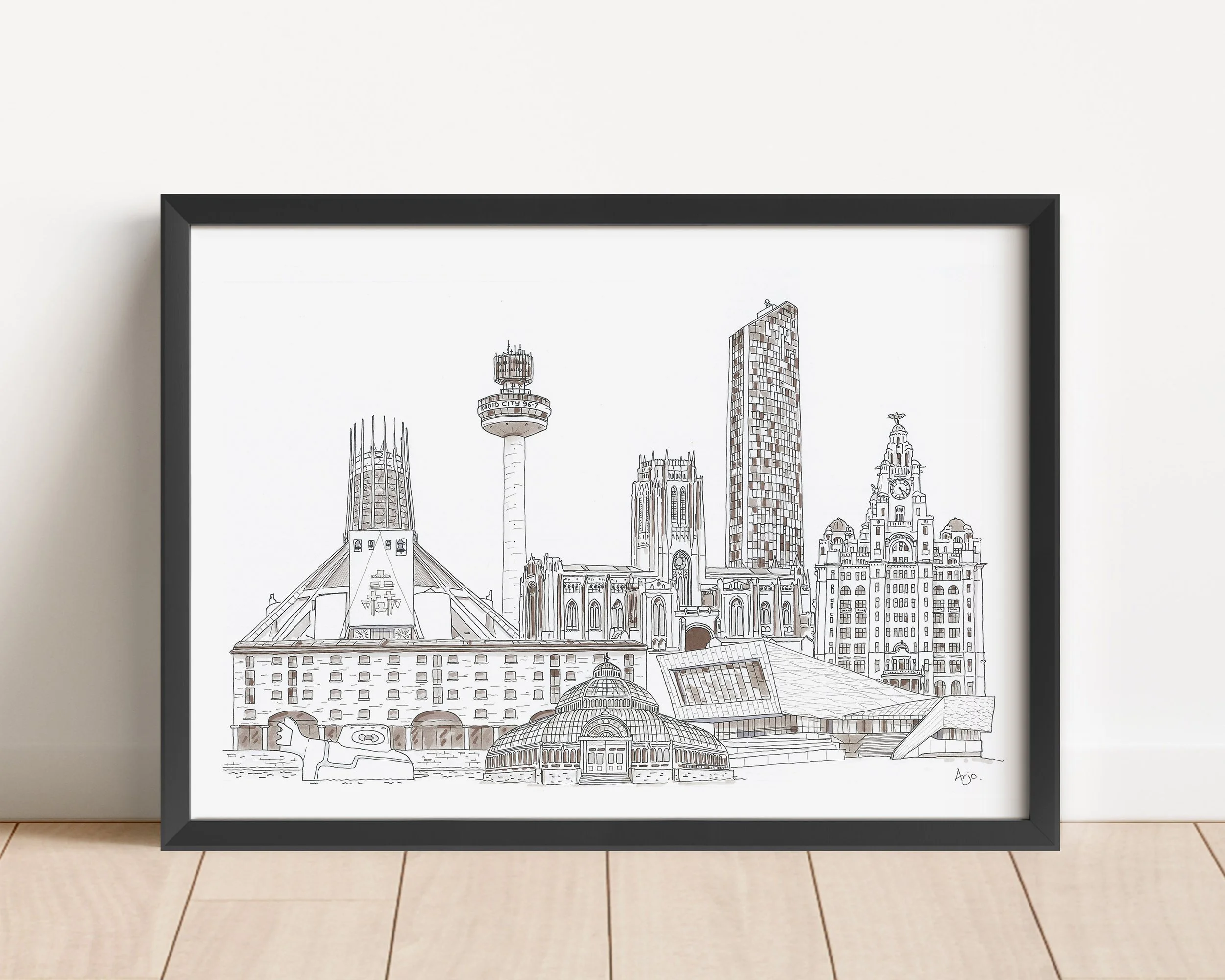 Liverpool collage B&W Black frame.jpg