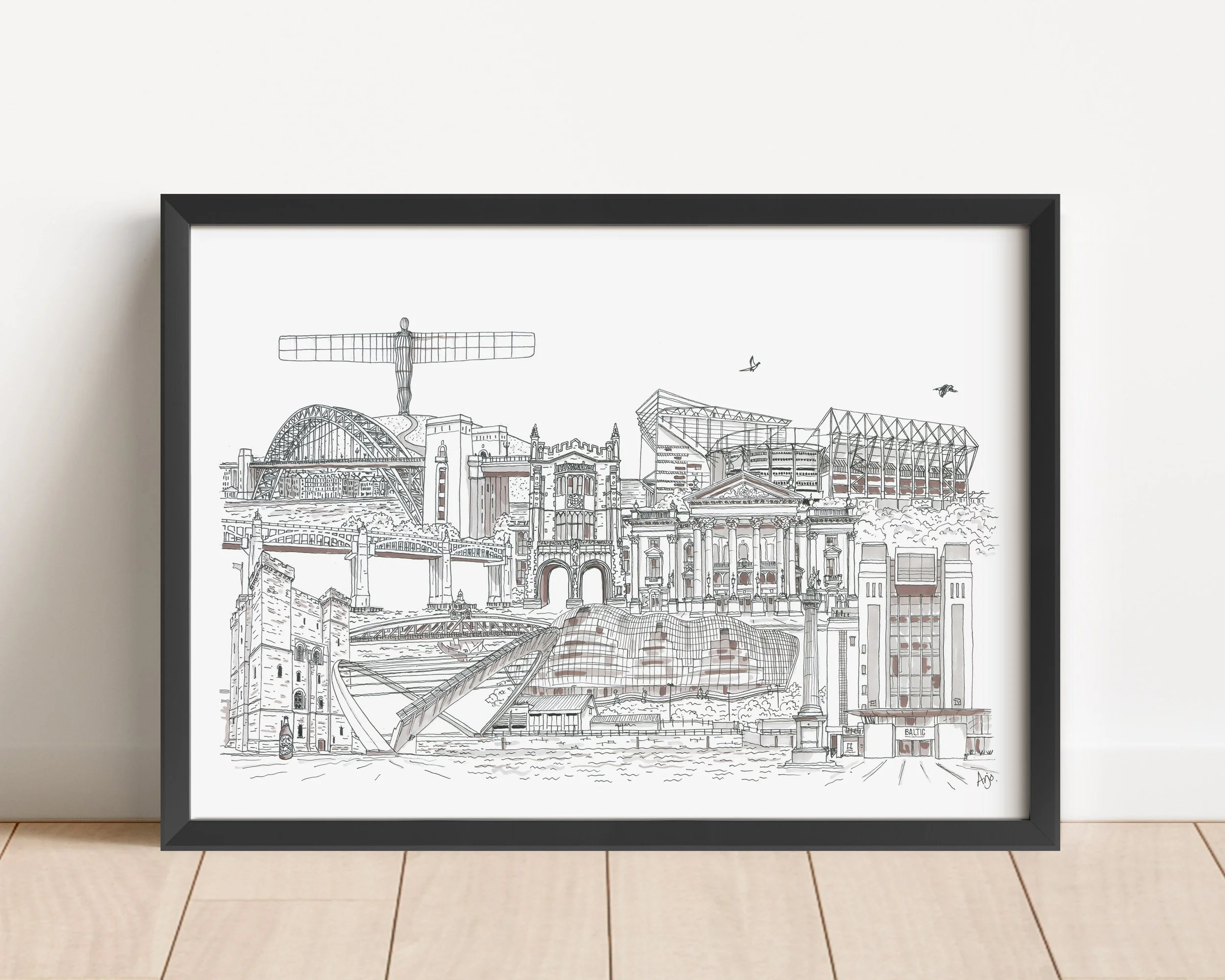Newcastle collage B&W Black frame.jpg