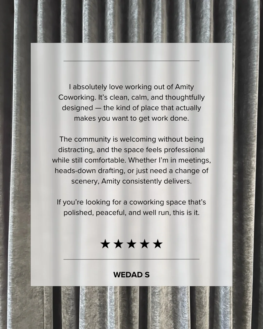 We love hearing this!🩶 Amity is clean, calm, and thoughtfully designed &mdash; the perfect space to focus, collaborate, and get work done. Come see why our community loves working here!

#downtownnorthville #amitycoworking #northvillemichigan #thisi