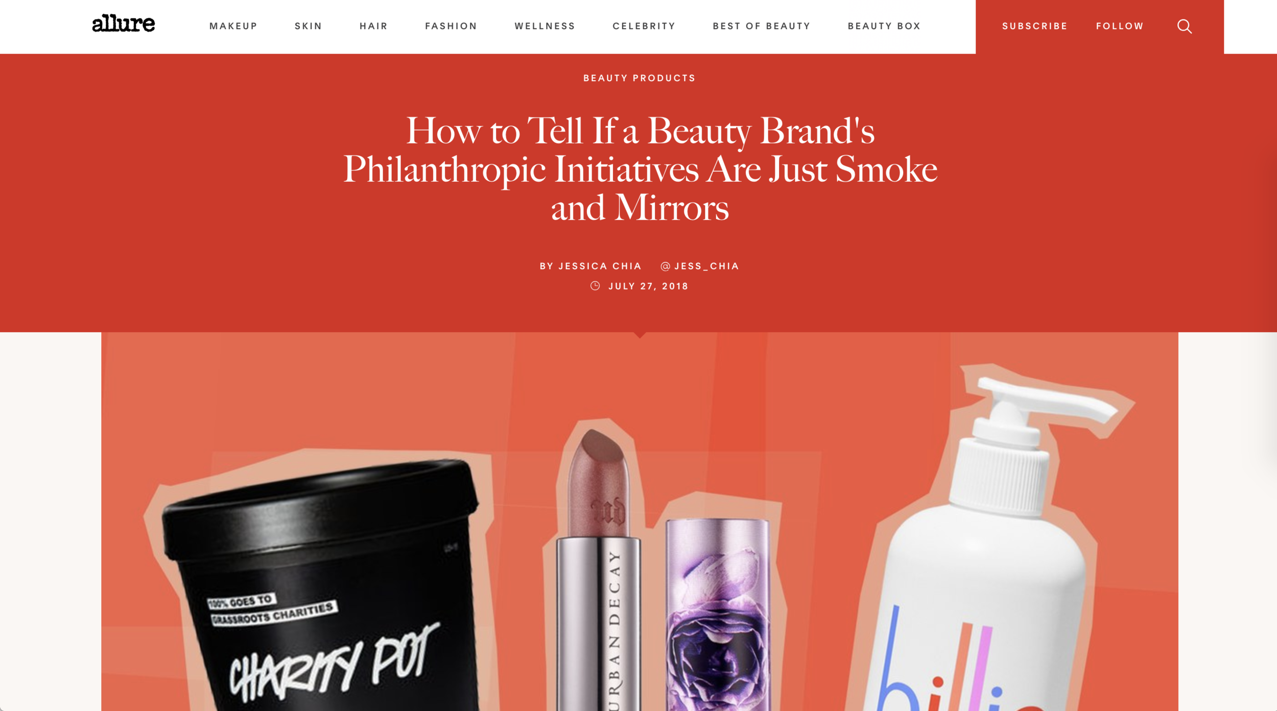 "How to Tell If a Beauty Brand's Philanthropic Initiatives Are Just Smoke and Mirrors," Allure
