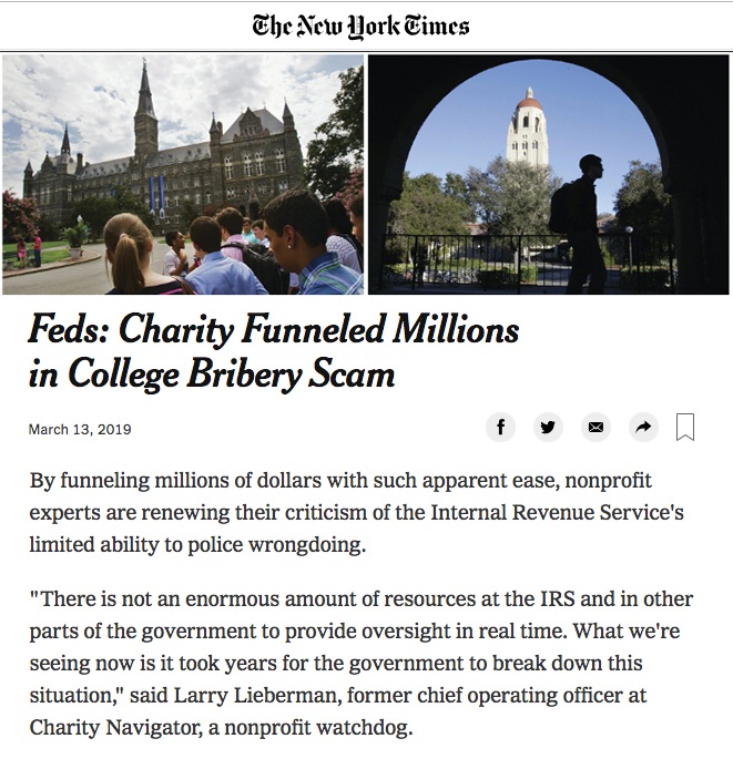 New York Times: Larry Lieberman on College admissions scandal