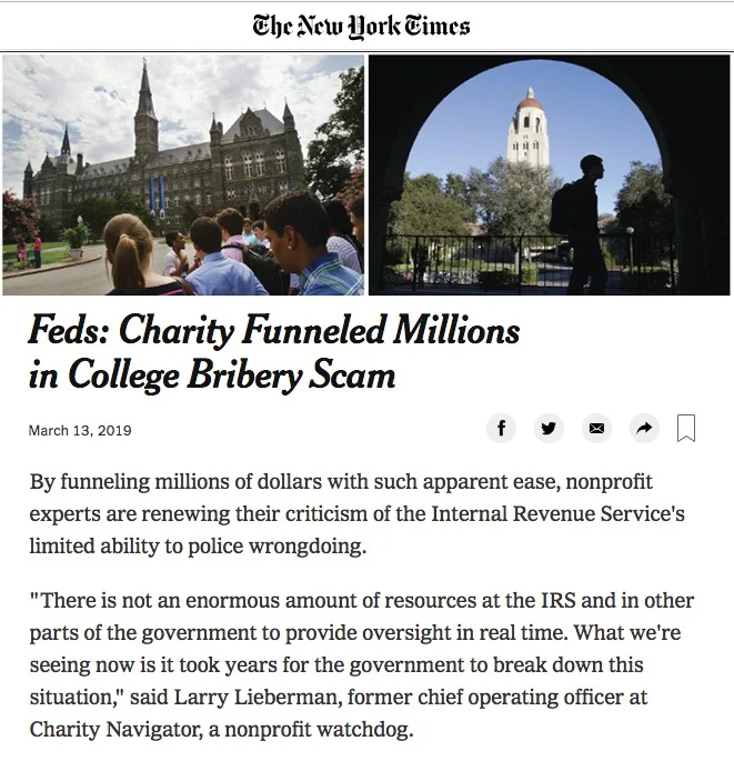 New York Times: Larry Lieberman on College admissions scandal