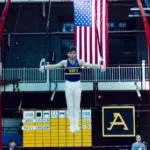 Petrie ‘89 at Army Navy gymnastics competition