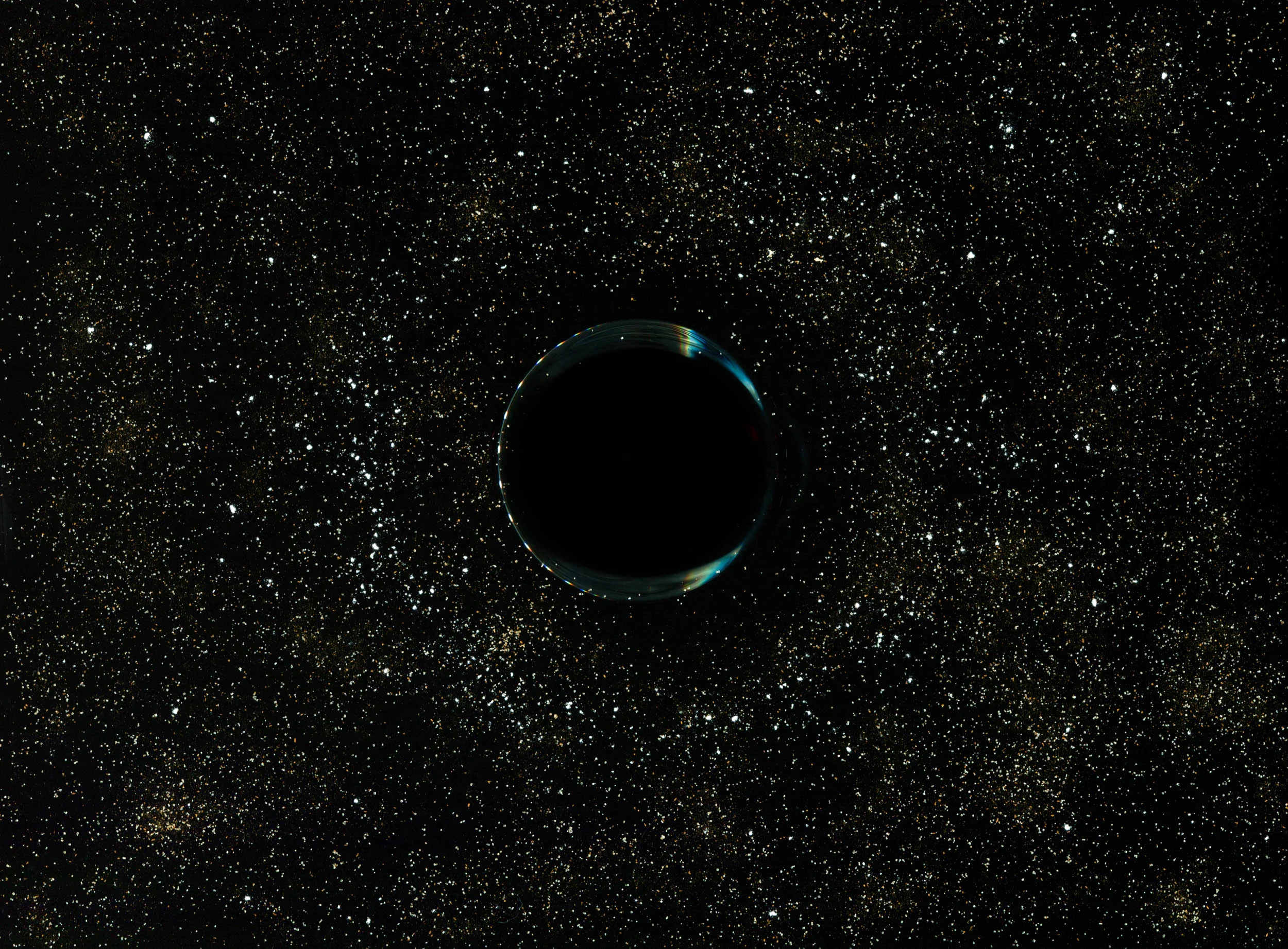 Black hole – glass of coffee, soy sauce Stars – salt, sugar, corn starch, cinnamon