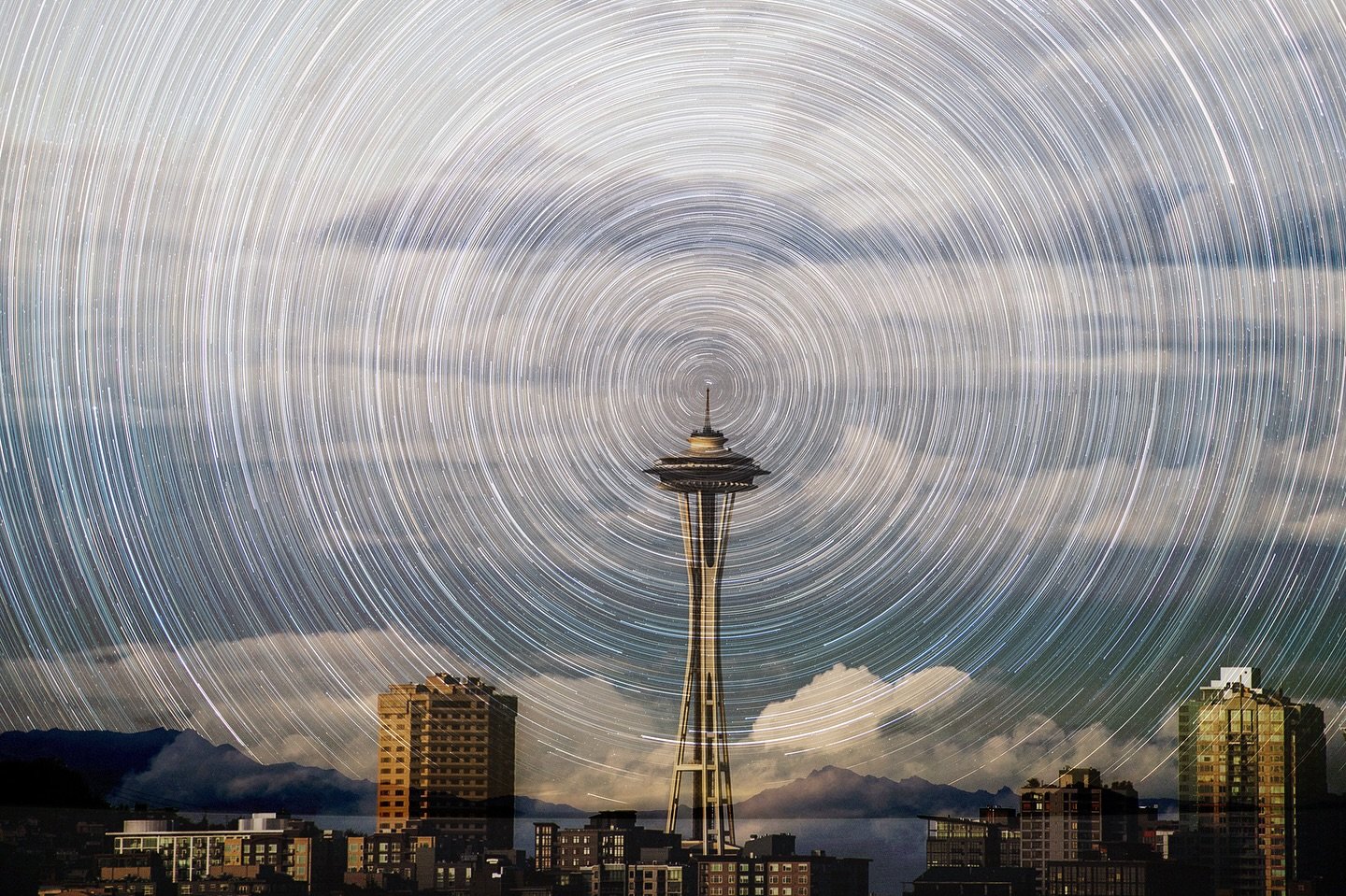 New work in my Merging Worlds series&mdash;double exposure of Seattle and star trails over the Bonneville Salt Flats 
.
.
.
#seattle #spaceneedle #startrails #bonnevillesaltflats #doubleexposure #visitutah #doubleexposurephotography #doubleexpomagazi