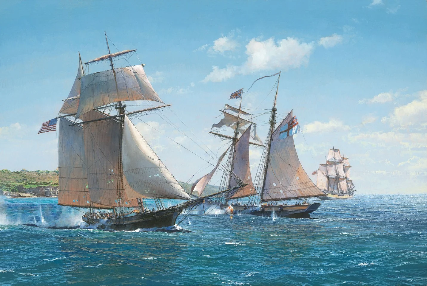 Maarten Platje, Victory at Bermuda, the Capture of the HMS Dominica by American Privateer Decatur, 2018. Oil on linen.
