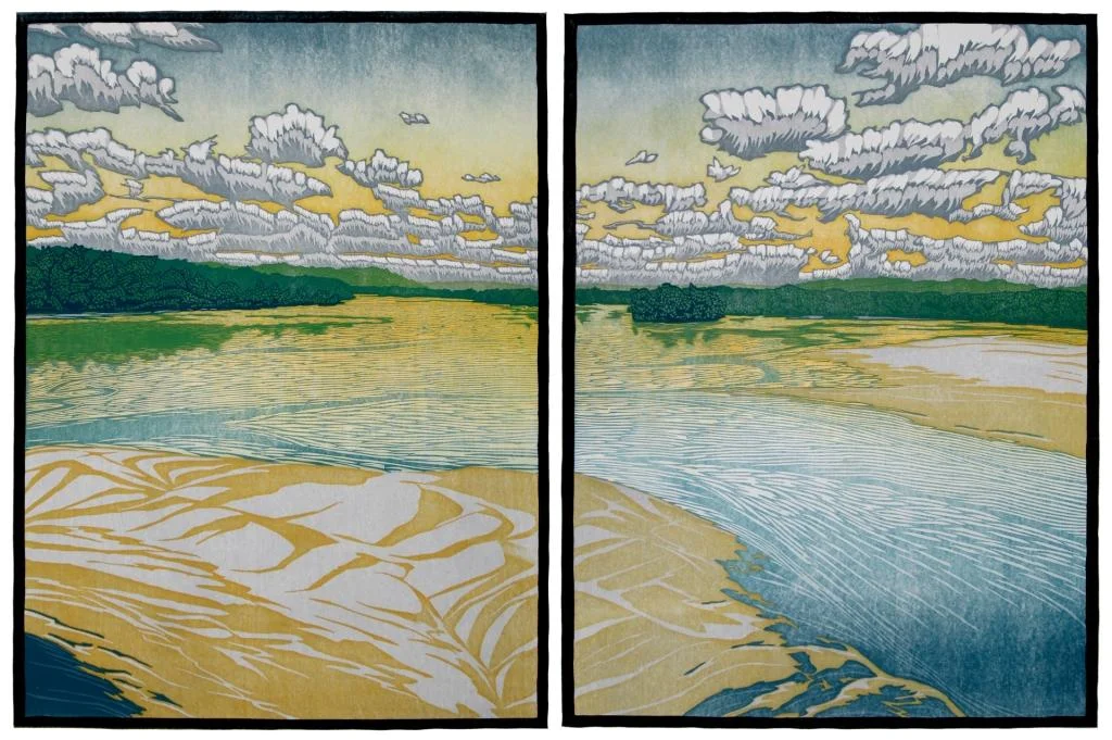 Nick Wroblewski, Sand in Accordance to Water, 2012. Reduction woodblock print.