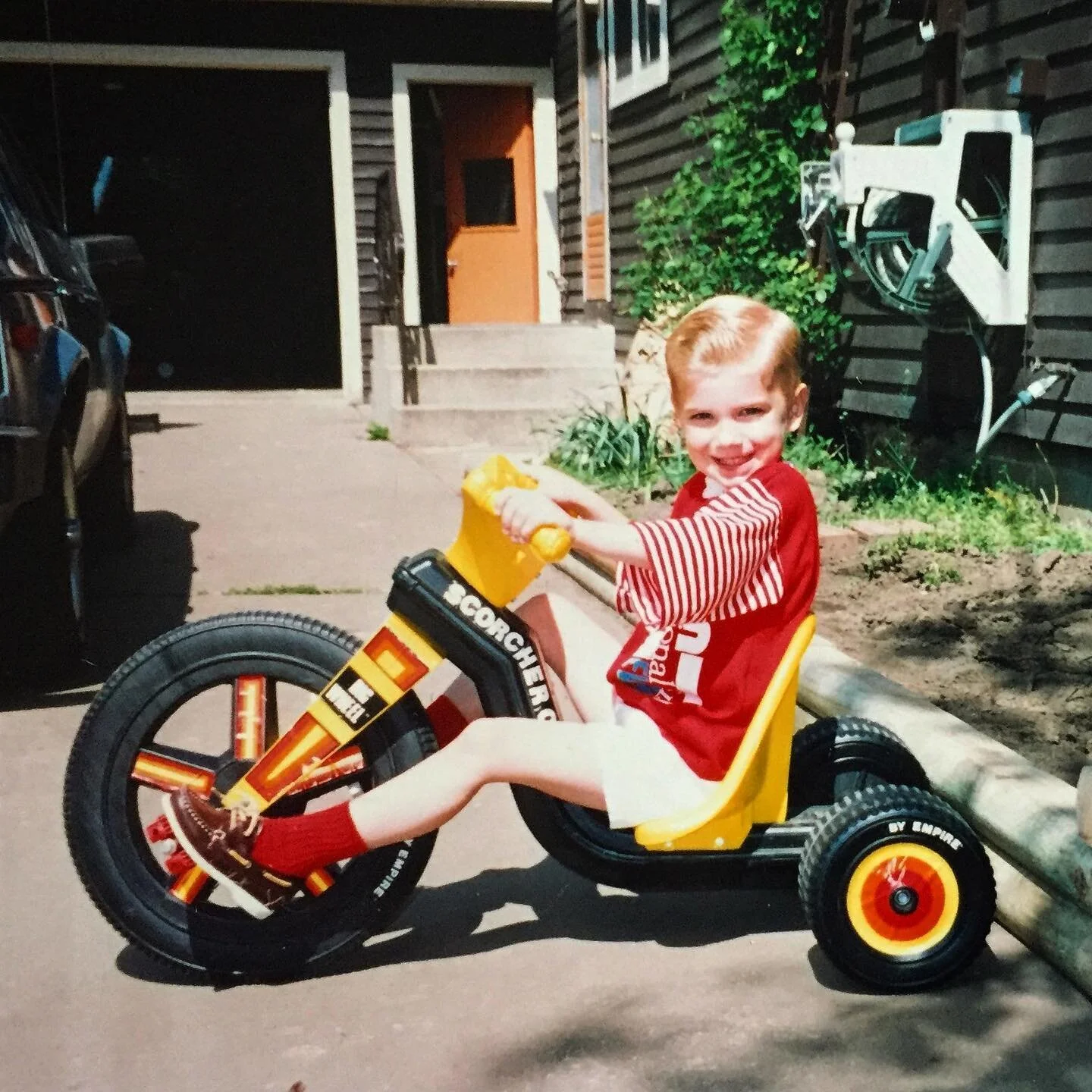 It&rsquo;s my Birthday and I&rsquo;ll ride my big wheel with boat shoes if I want too! 🎉🚲 #anothertriparoundthesun