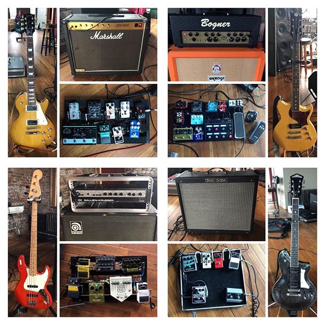 Check out this #RigRundown snapshot of our guitar gear from yesterday&rsquo;s rehearsal.  Any questions on our sounds/gear or interest in video demos or a more in-depth write up?  Our guitars are always locked and loaded with @ernieball Power Slinkys