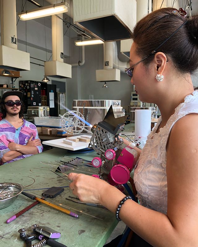 Thank you so much to @eunsuhchoi for being such a kind and helpful teacher and for an amazing week at @pghglasscenter !  I learned so much in this class and can&rsquo;t wait to incorporate it into some future projects 👽🔮🔥 and thank you to guest ar