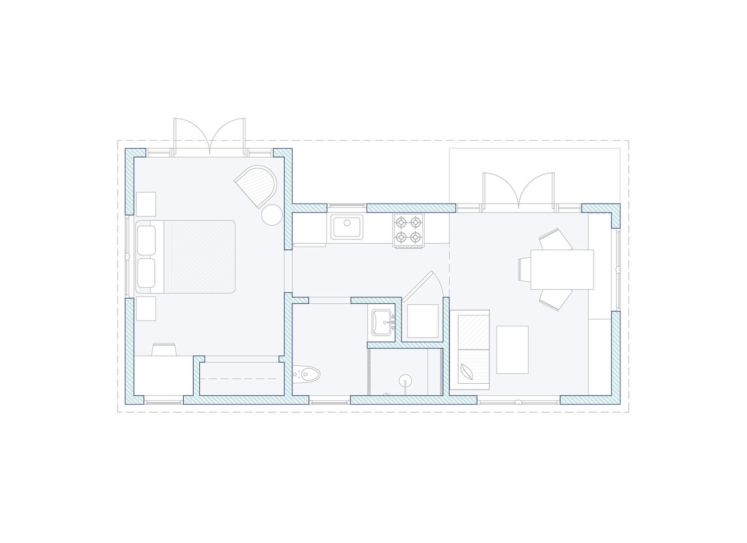 L-Shape — Backyard Living - Adu House Plans — Inspired Adus