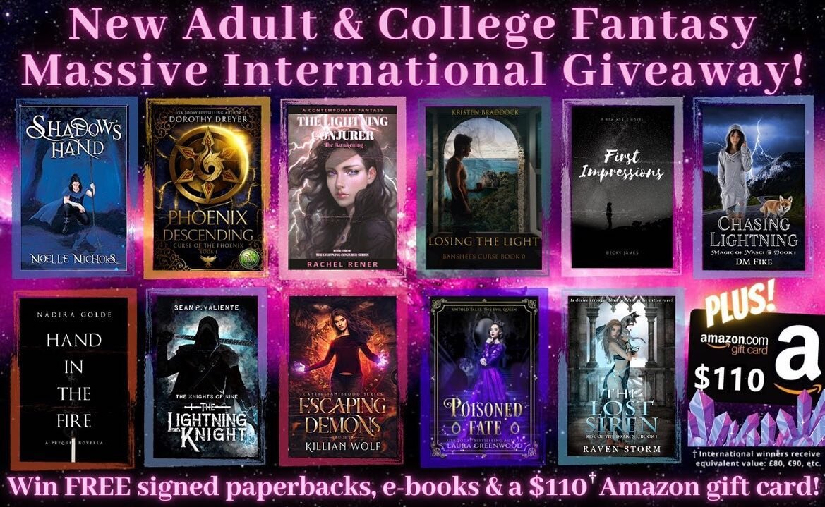Check out this Giveaway! 11 different books (including my own) to win plus $110!!🤯 Join the New Adult &amp; College Fantasy Addicts FB group to enter! 
--------------------------------------------------------------
📚NEW ADULT &amp; COLLEGE FANTASY 