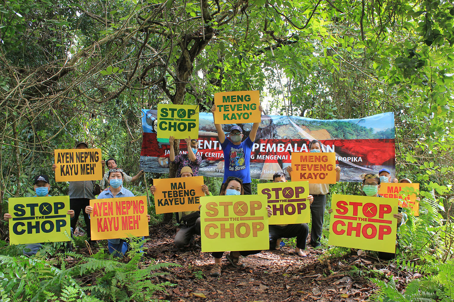 The “Stop the Chop Protest” in Miri, Sarawak against Malaysian forestry company Samling in October 2020. Photo credit: The Borneo Project