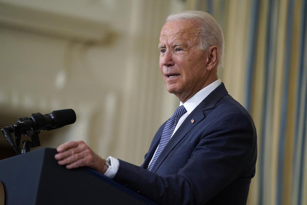 FILE - In this July 9, 2021, file photo, President Joe Biden is seen speaking in the State Dining Room of the White House in Washington. Approvals for permits to drill for oil and gas on federal lands dipped sharply when the Democrat first took office but have since rebounded. (AP Photo/Evan Vucci, File)