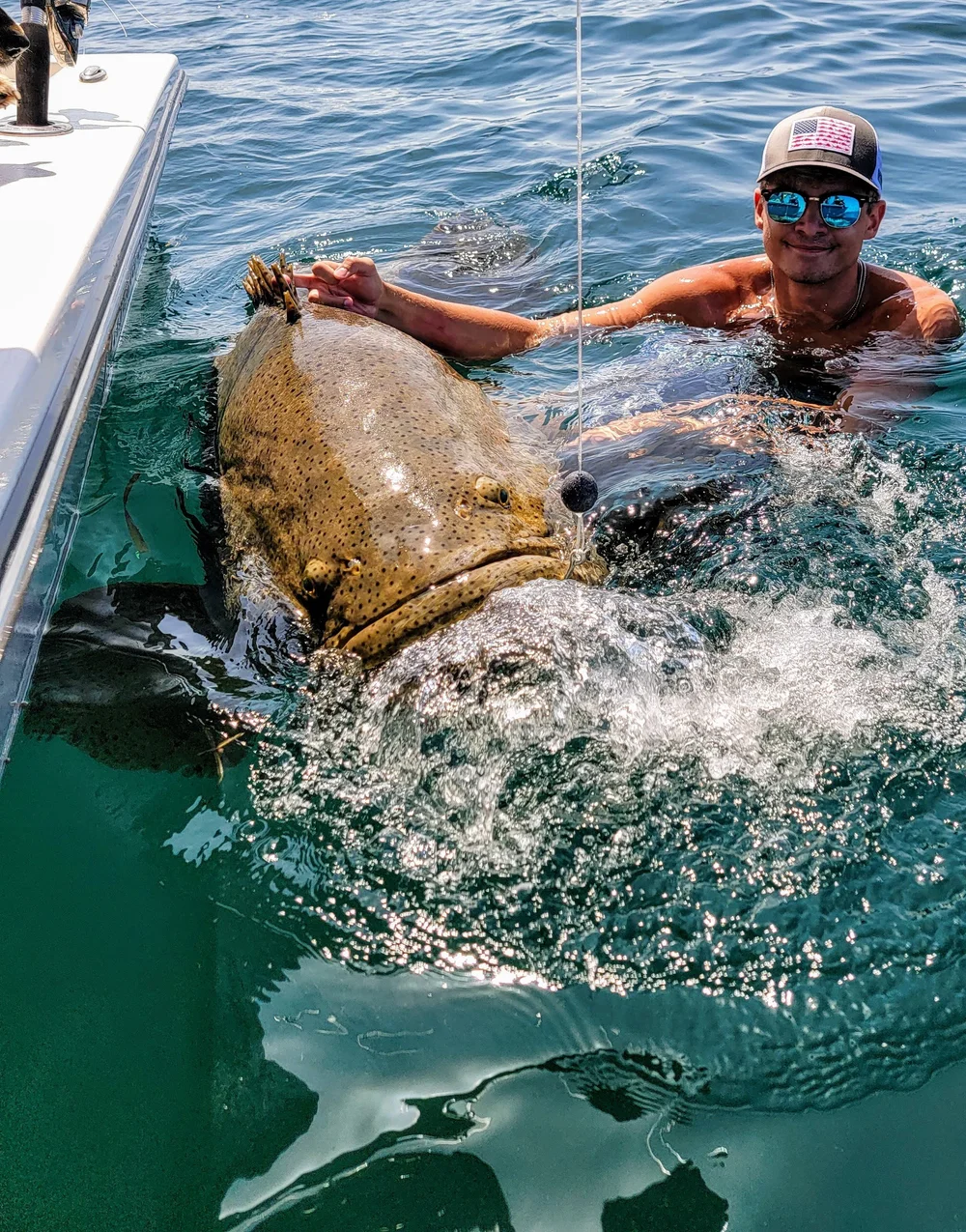 Goliath grouper caught on a Sanibel fishing charter