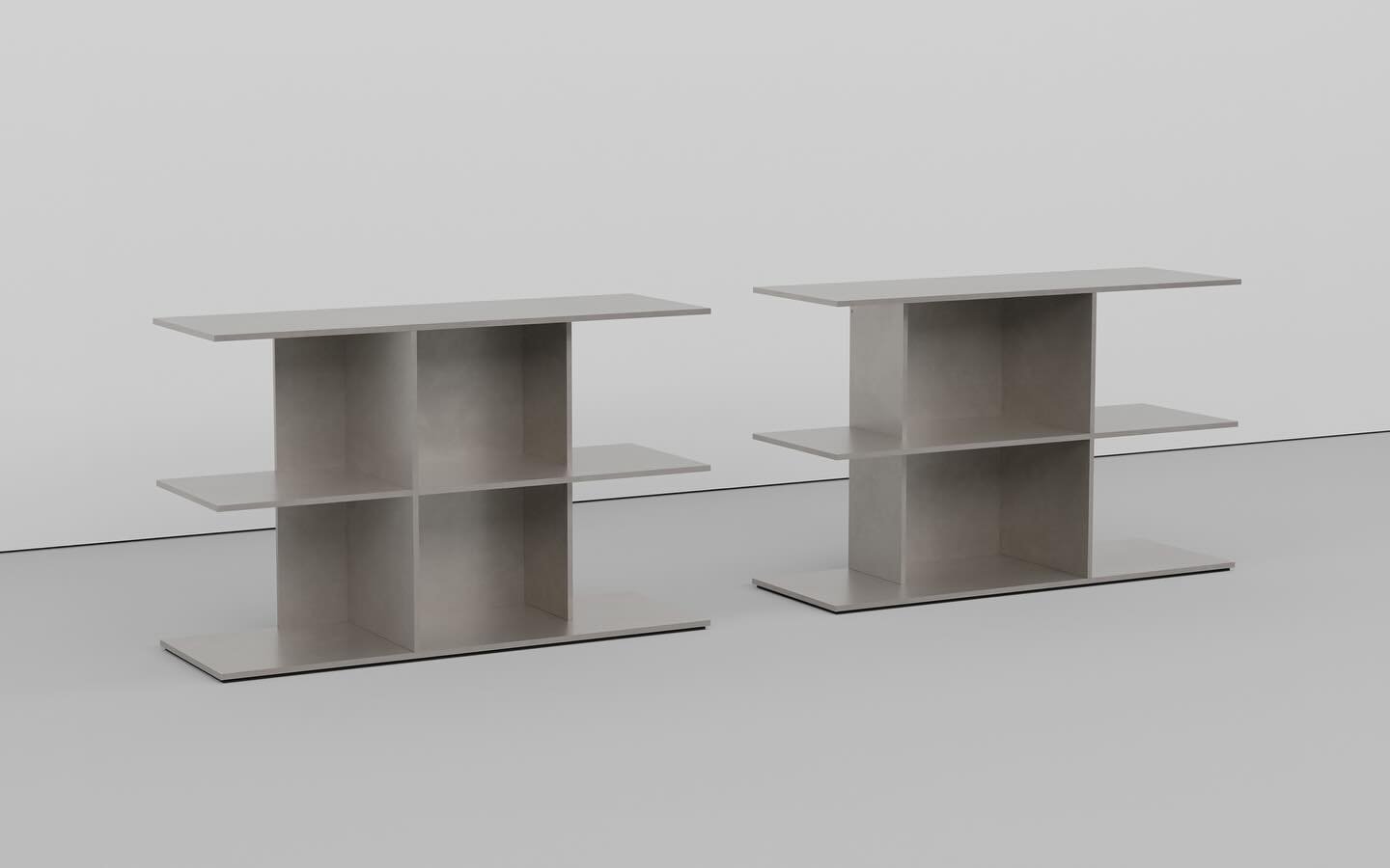 NW Tier Tables in mechanically-fastened and waxed 3/8&rdquo; thick aluminum plate. These mirrored pair of shelves double as a small benches that fit perfectly in a special New York couple&rsquo;s window bays. #nwtiertable #jonathannesci