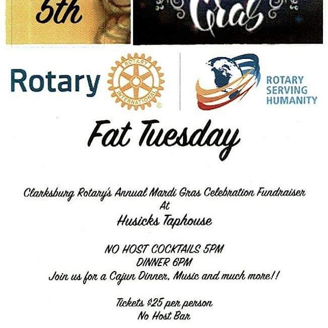 OUR KITCHEN CLOSES AT 5PM TONIGHT!
That's right, we're hosting the Clarksburg Rotary's Mardi Gras fundraiser dinner.
The kitchen will be closed at 5 but you can still grab a tasty beer!