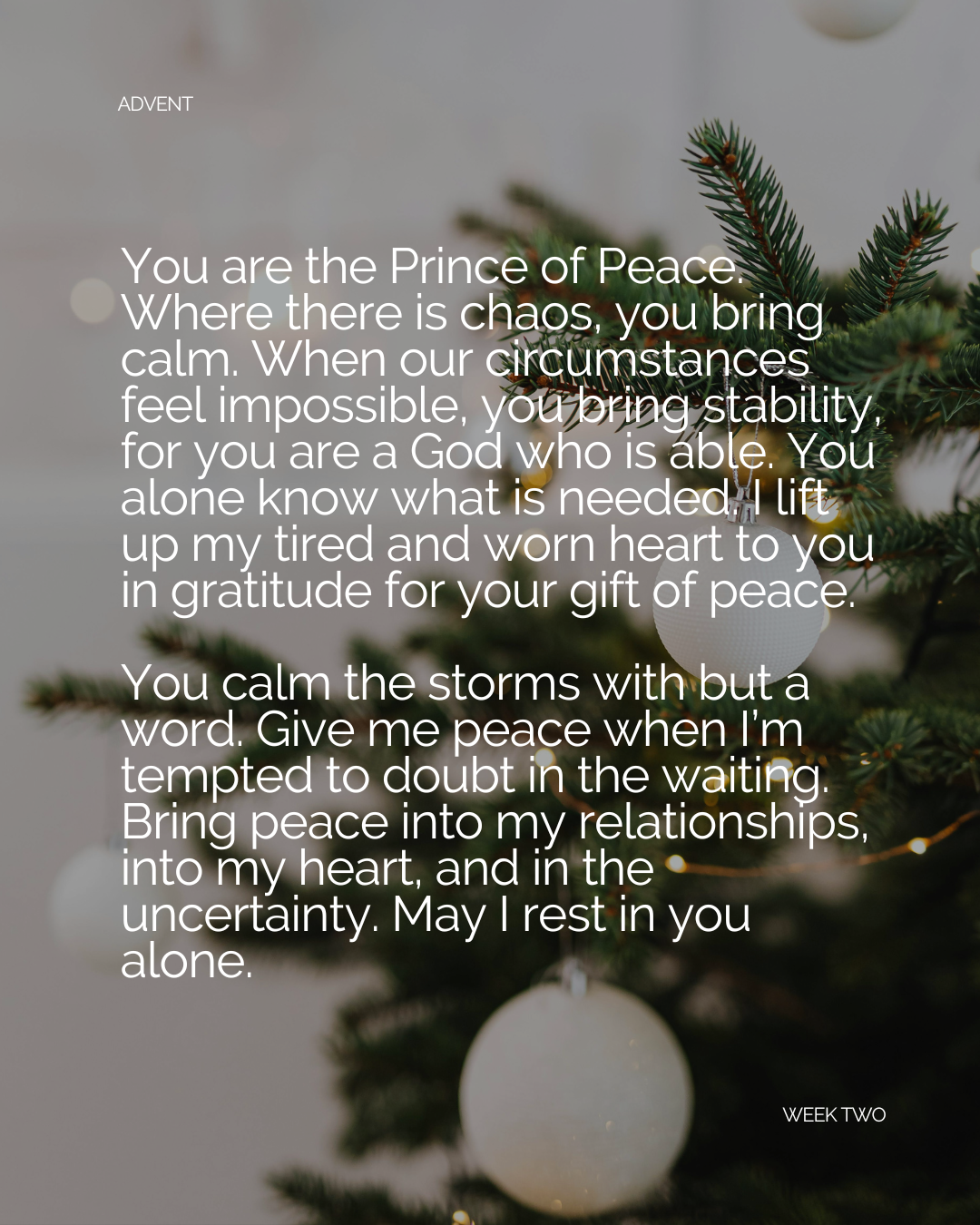 Advent prayer on Peace when circumstances feel impossible. Prayer for peace.