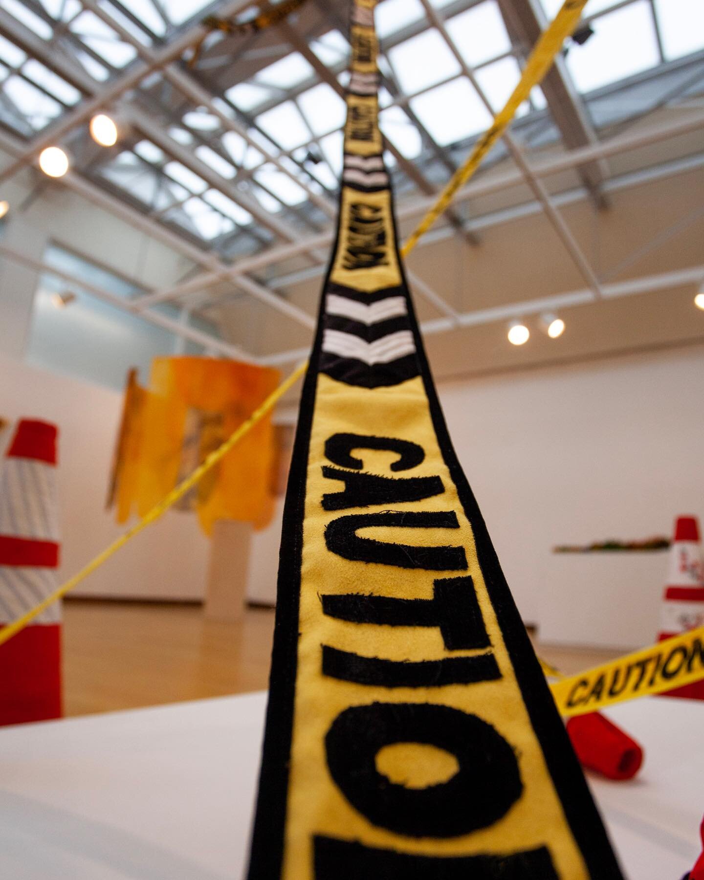 Crafted from a combination of plush velvet and suede remnants, this caution tape quilt is tempting to touch, but remember, hands off in the gallery lol😂

You can view the entire &ldquo;Take Caution&rdquo; project in person at the Jewett Art Gallery 