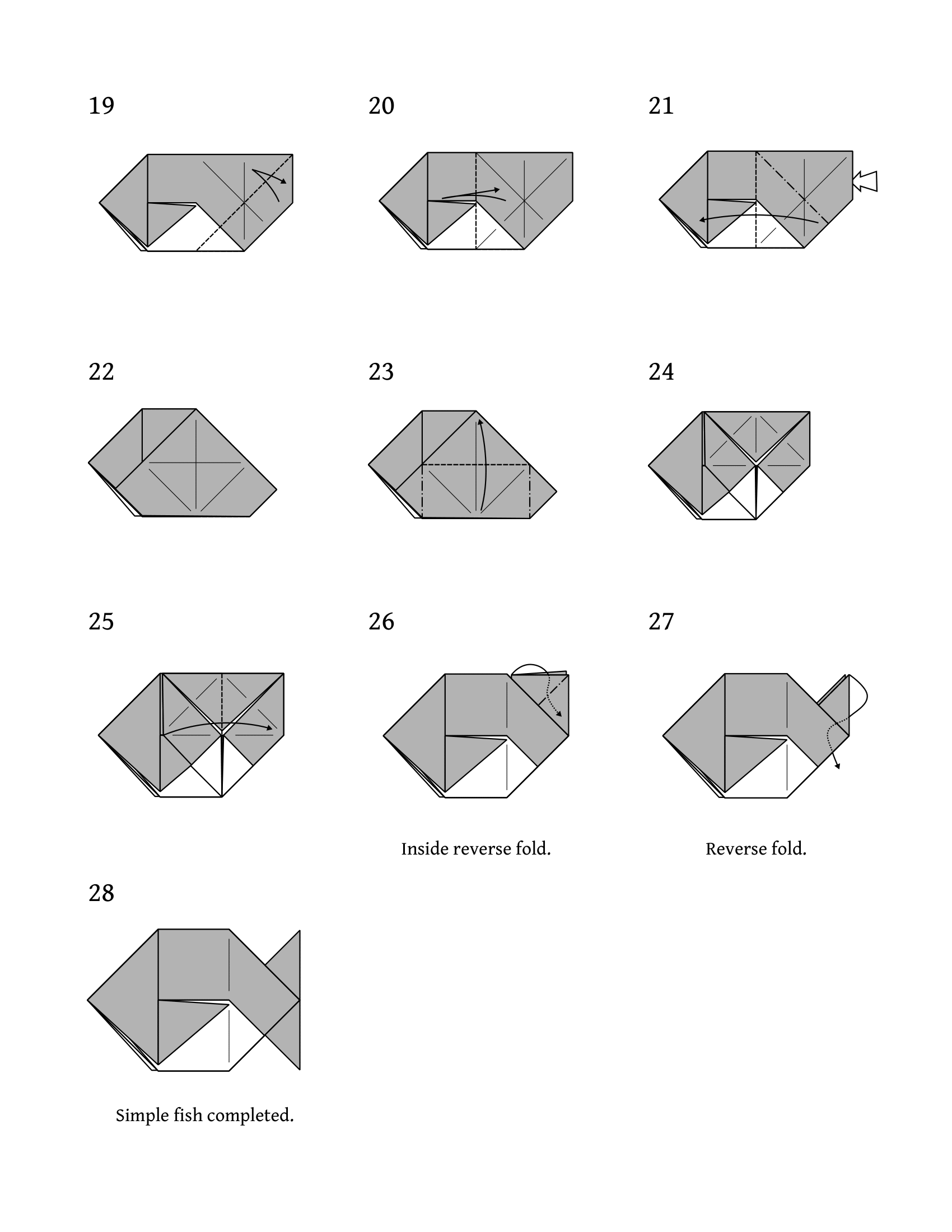 Basic Origami Fish Simple Fish Diagrams โ Origami