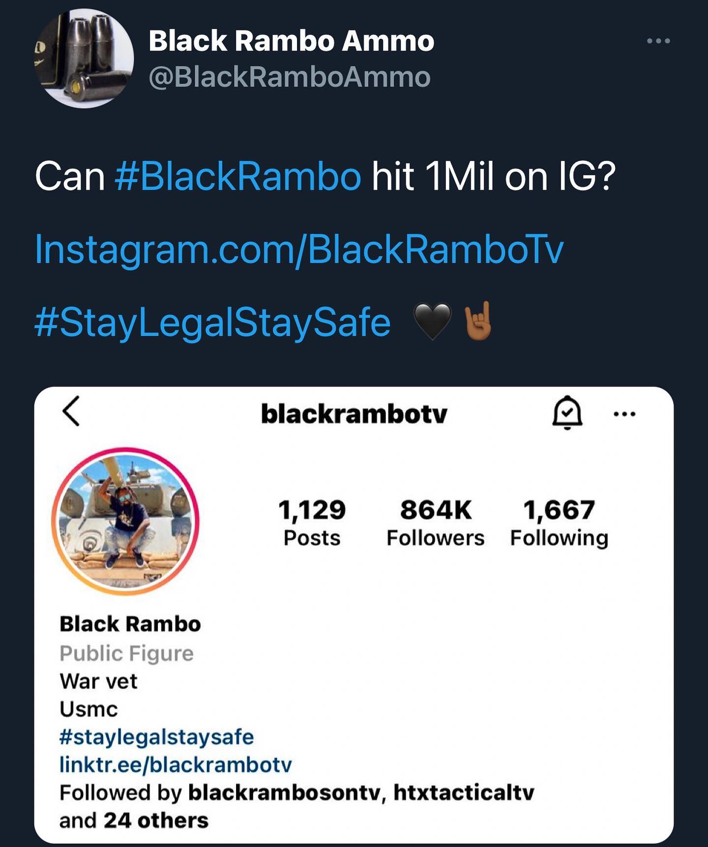 We all should be trying to get @blackrambotv to 1 Million. #3RShow