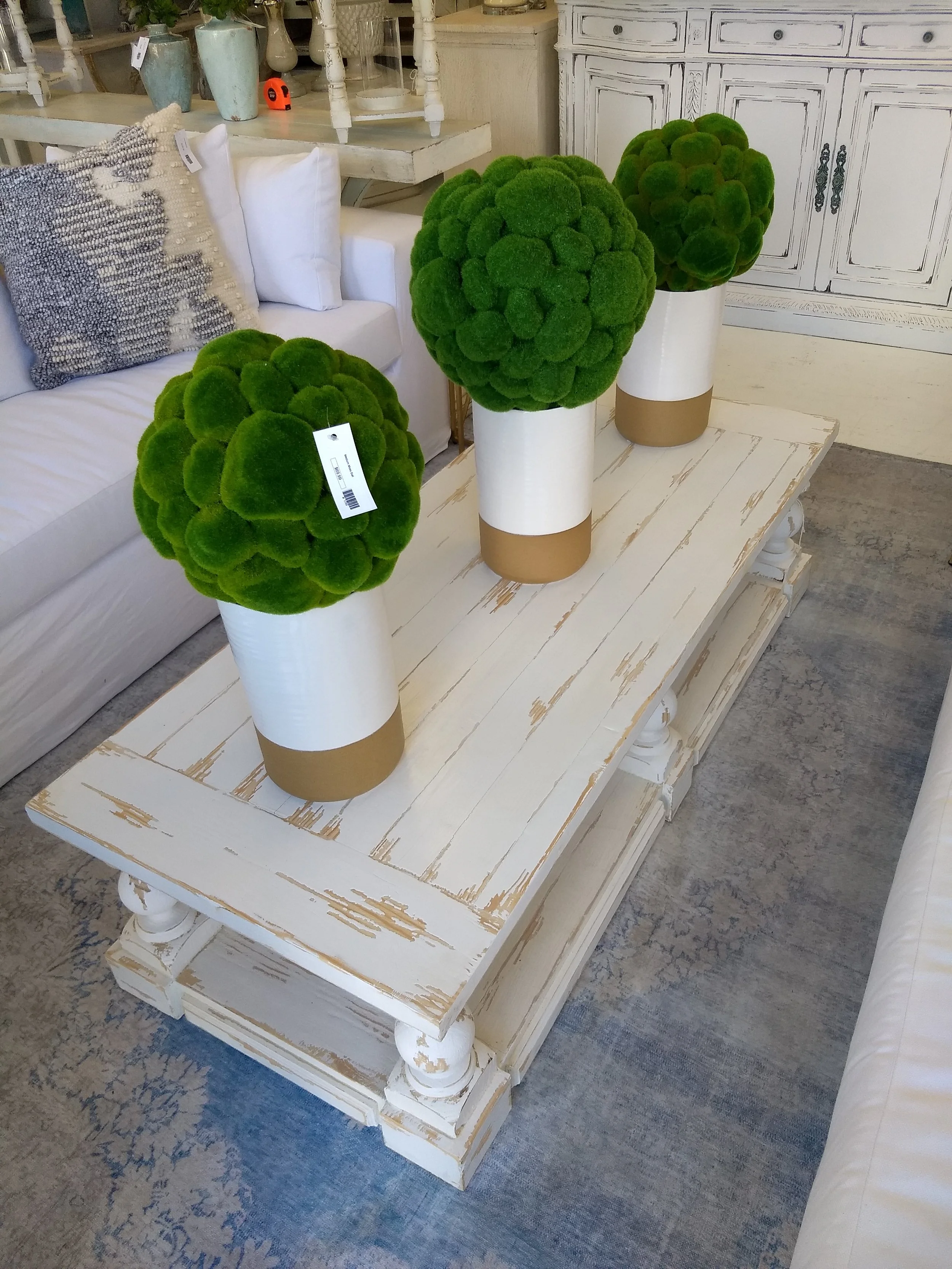 white wash pedestal coffee table
