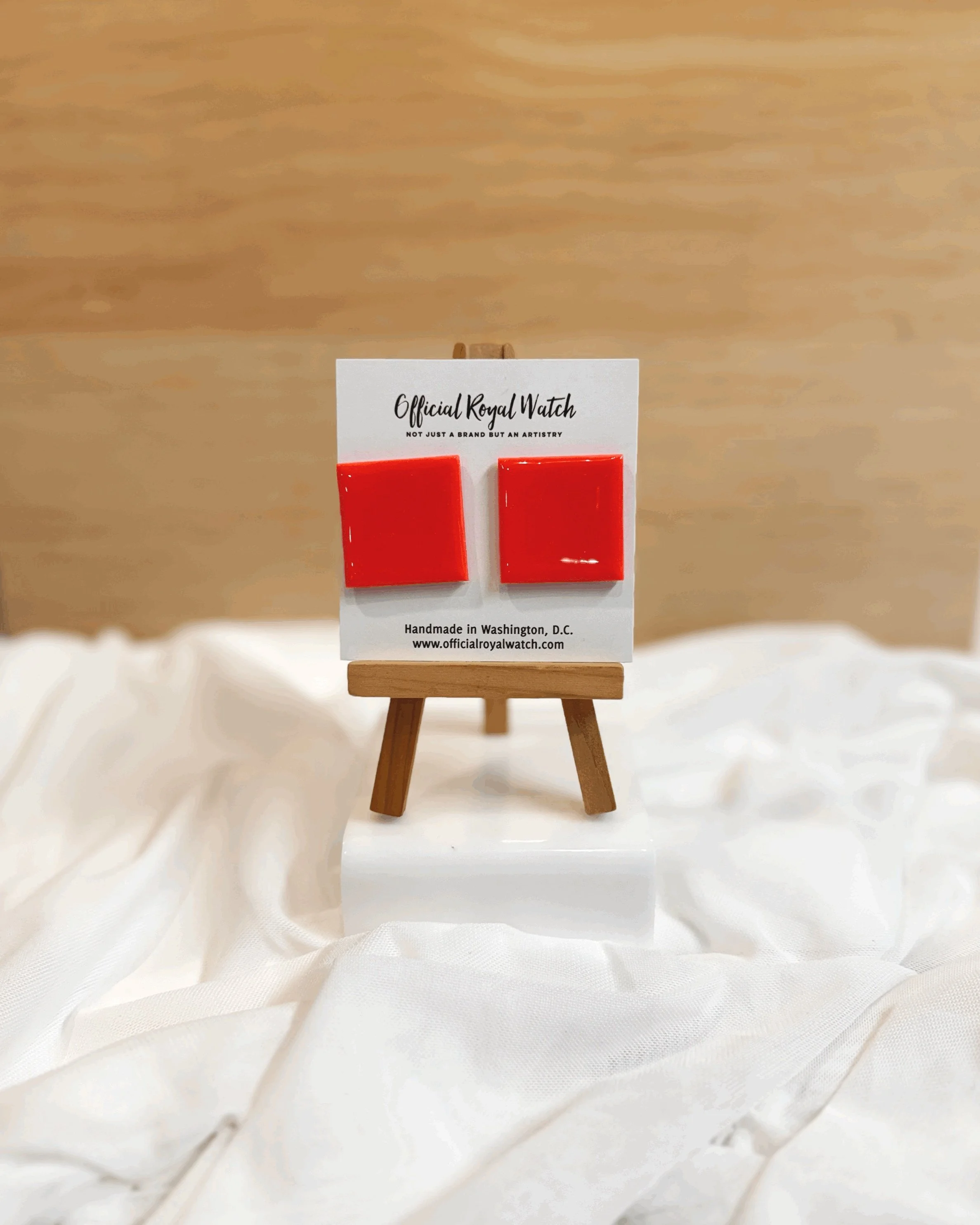 Midi Square Stud: Mandarin