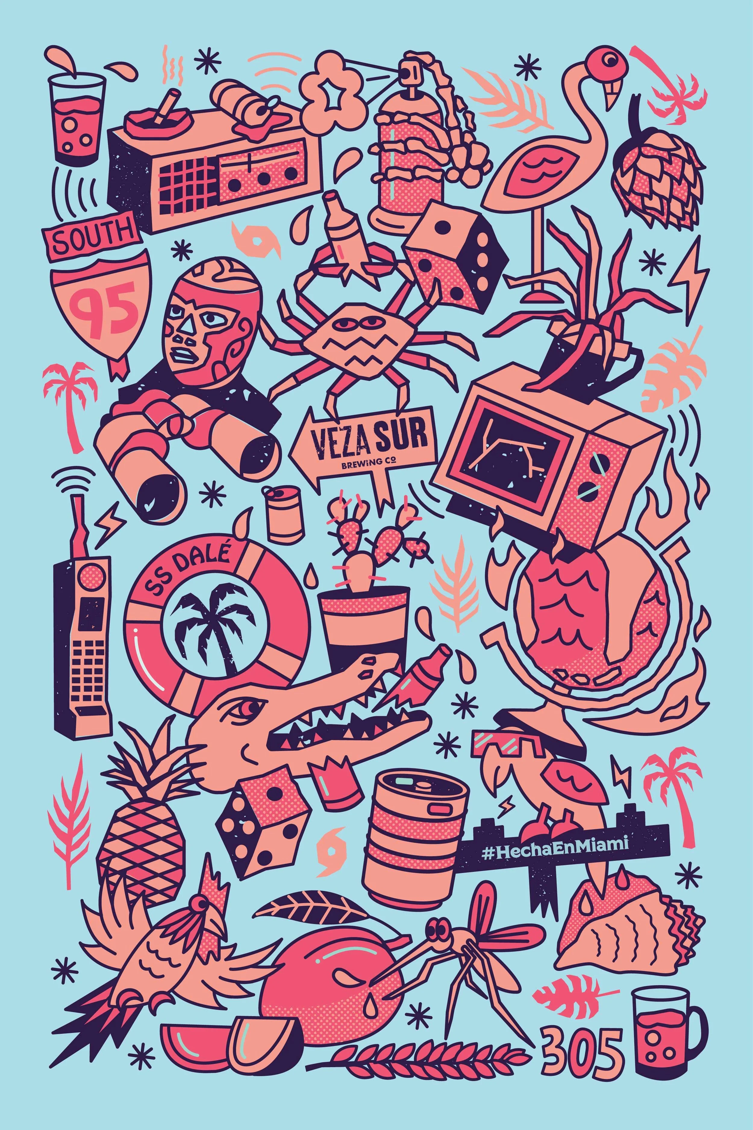 Veza Sur Brewing Miami Artist illustration