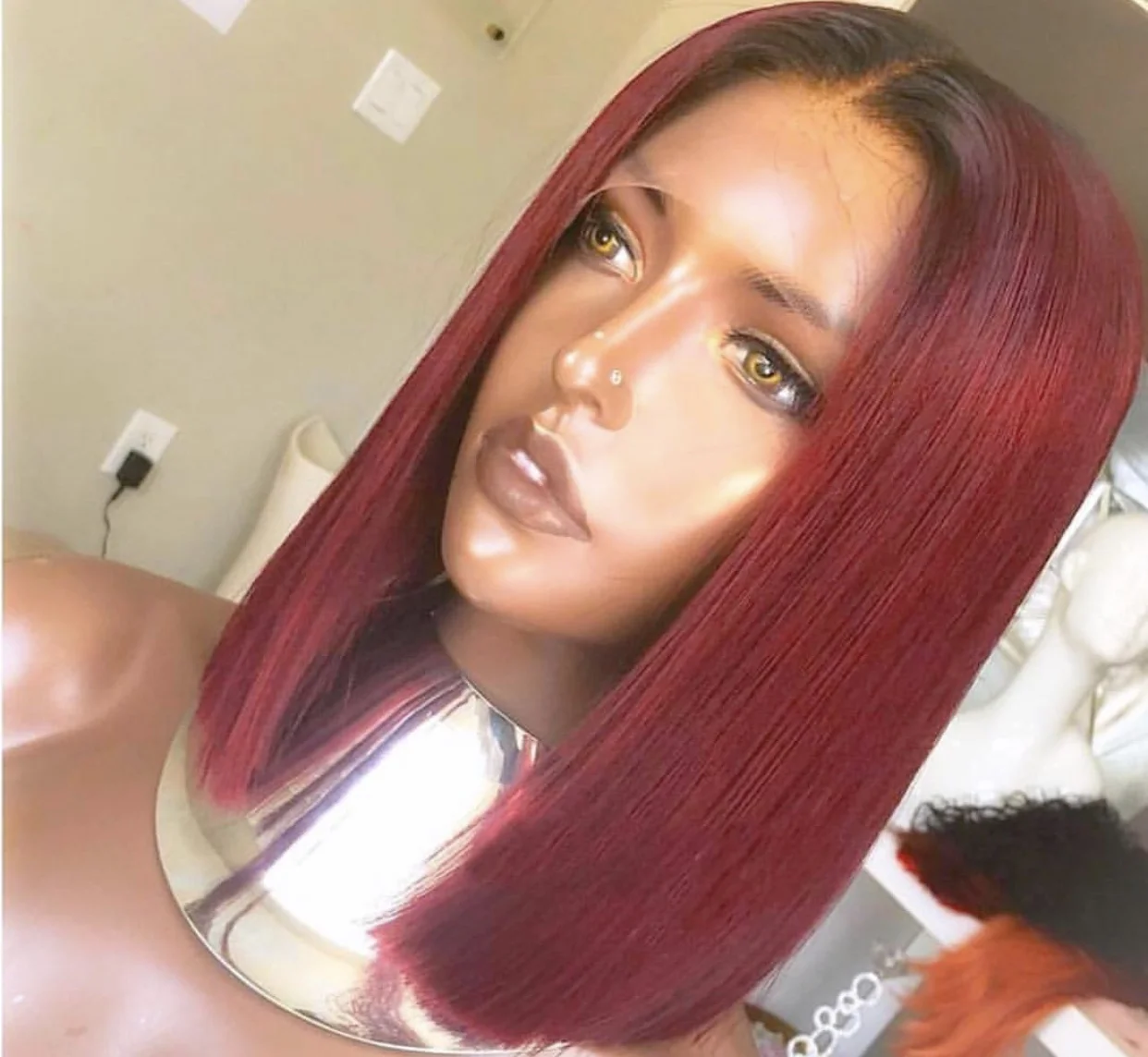 Burgundy B Lace Front Bob Unit