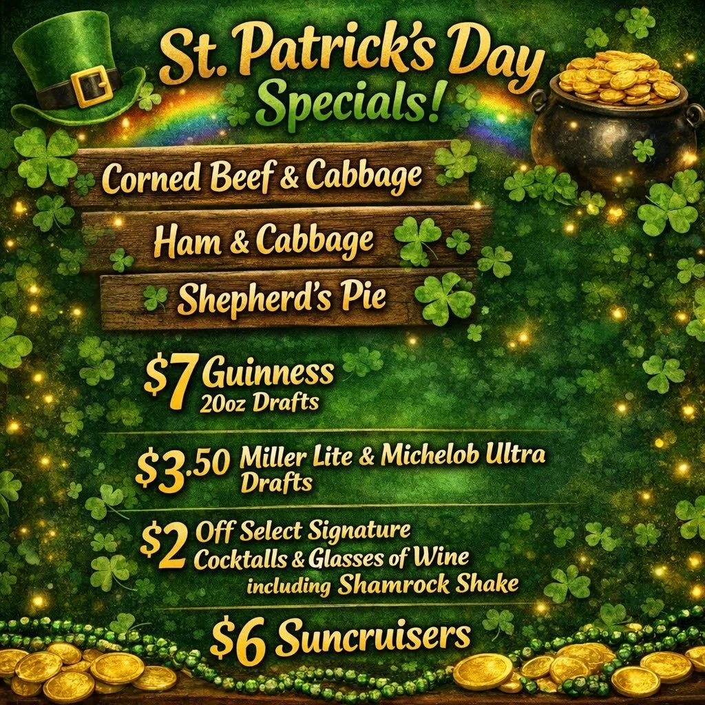 ☘️ St. Patrick&rsquo;s Day at John &amp; Molly&rsquo;s Tavern! ☘️

Join us for your favorite Irish classics while they last and festive drink specials all day!

🥘 Corned Beef &amp; Cabbage
🥘 Ham &amp; Cabbage
🥘 Shepherd&rsquo;s Pie

🍺 $7 Guinness