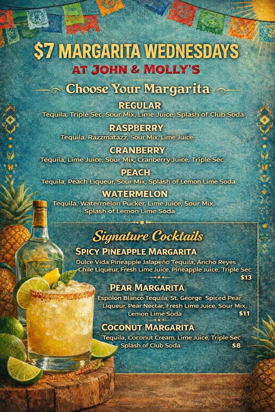 🌟 $7 Wednesday Margaritas! 🌟

🍋&zwj;🟩 Join us every Wednesday for our refreshing house margaritas at an unbeatable price of just $7! ✨

Whether you&rsquo;re catching up with friends or just need a midweek treat, our margaritas are the perfect way