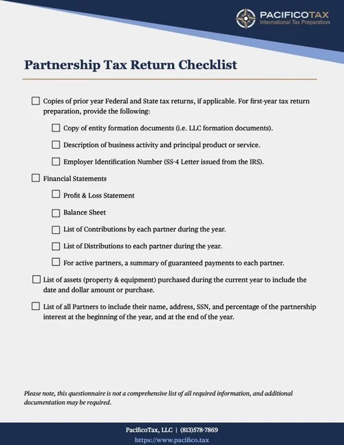 Checklists — PacificoTax