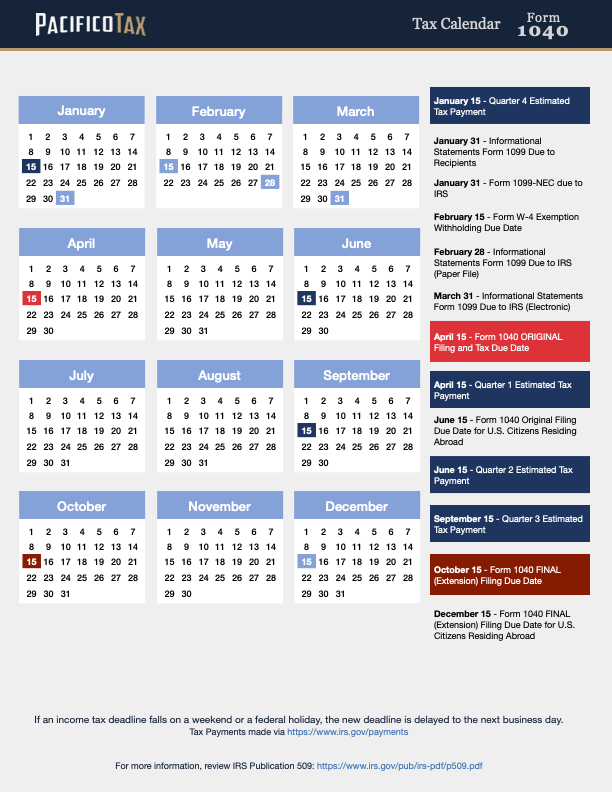 Calendars โ PacificoTax