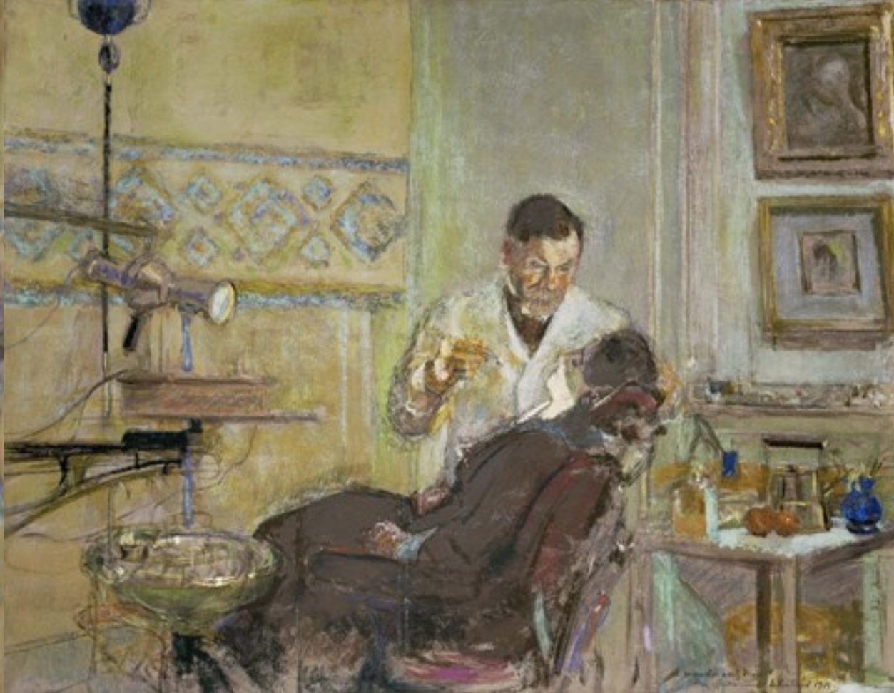 Dr Georges Viau in his Dental Office, Attending Annette Roussel, 1914 by Edouard Vuillard.