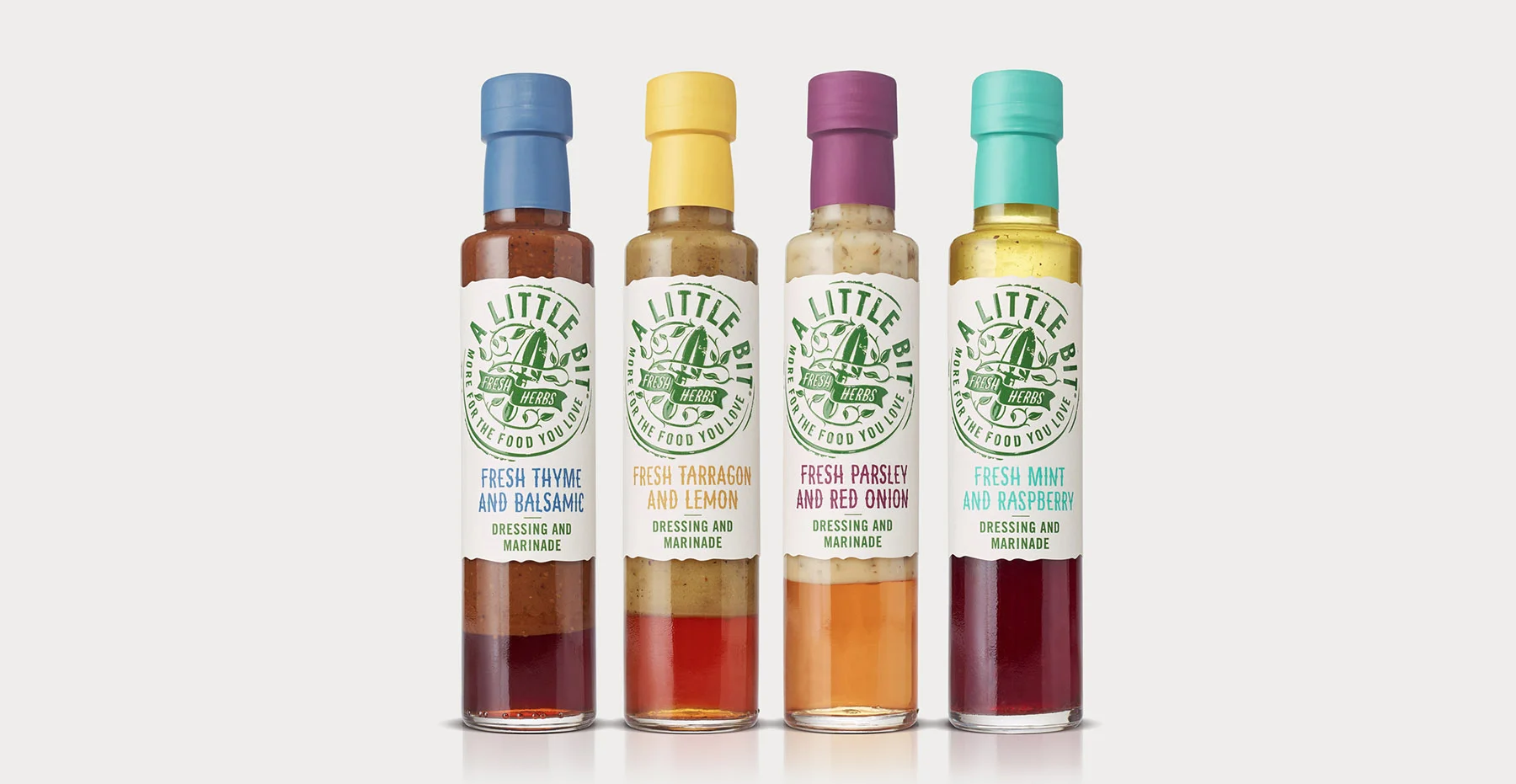 A Little Bit Sauces and Dressings Branding and Packaging Design - Dressings Range