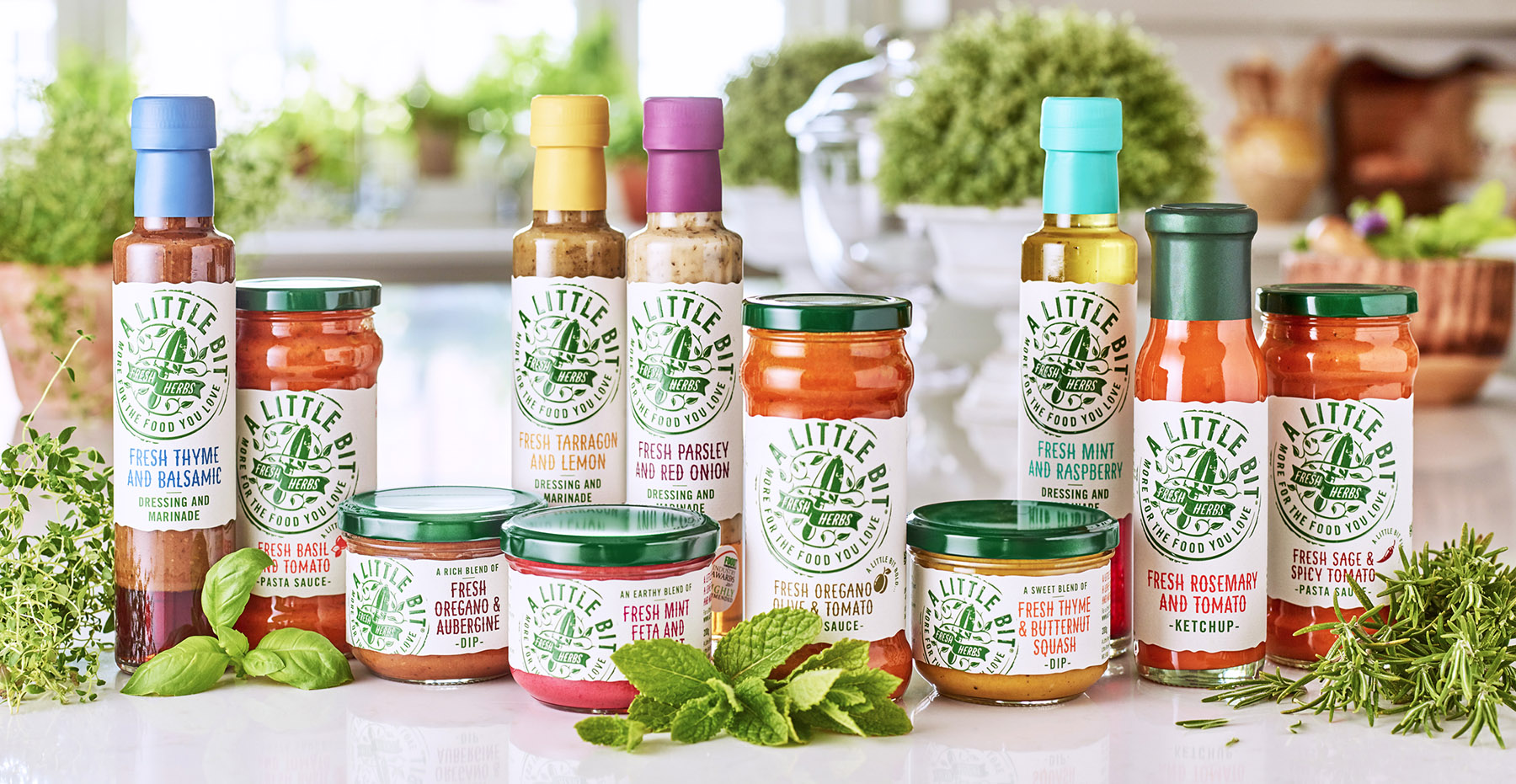 A Little Bit Sauces and Dressings Branding and Packaging Design - Full Range Shot