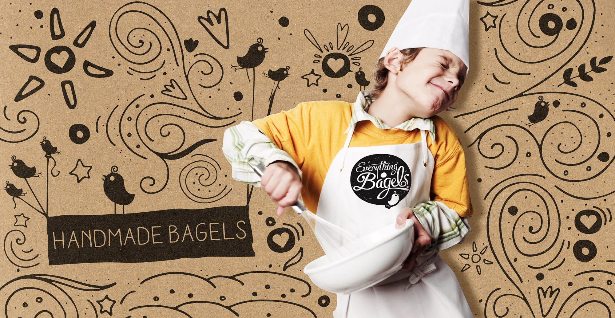 Food packaging design and brand identity for artisanal food brand Everything Bagels by Design Happy London - Poster design